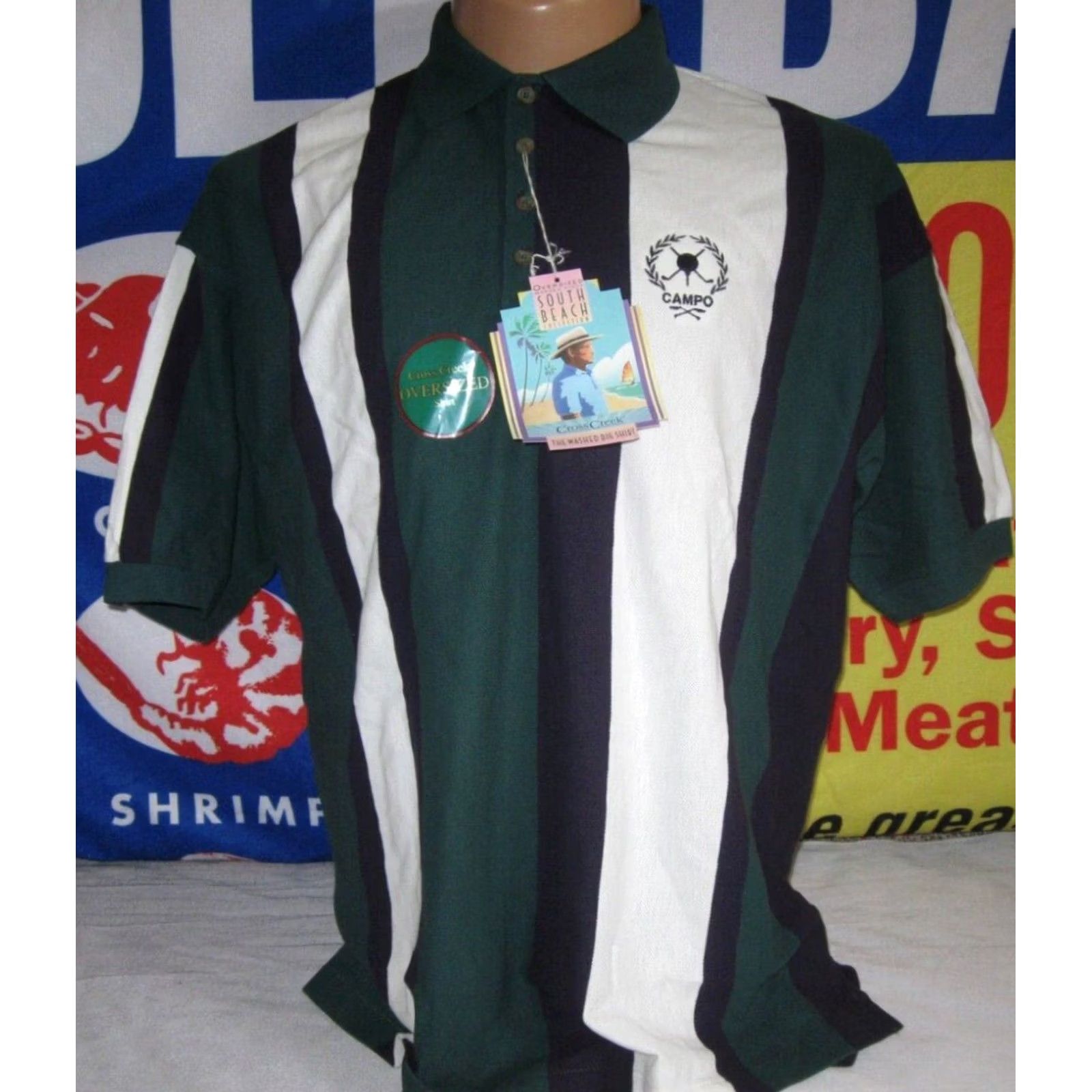 Vintage Cross Creek Campo Golf Polo Shirt - Shirt - Mens Large - Green - Embroidered Col = Polo - Golf - South Beach Collection Size US L / EU 52-54 / 3 - 2 Thumbnail
