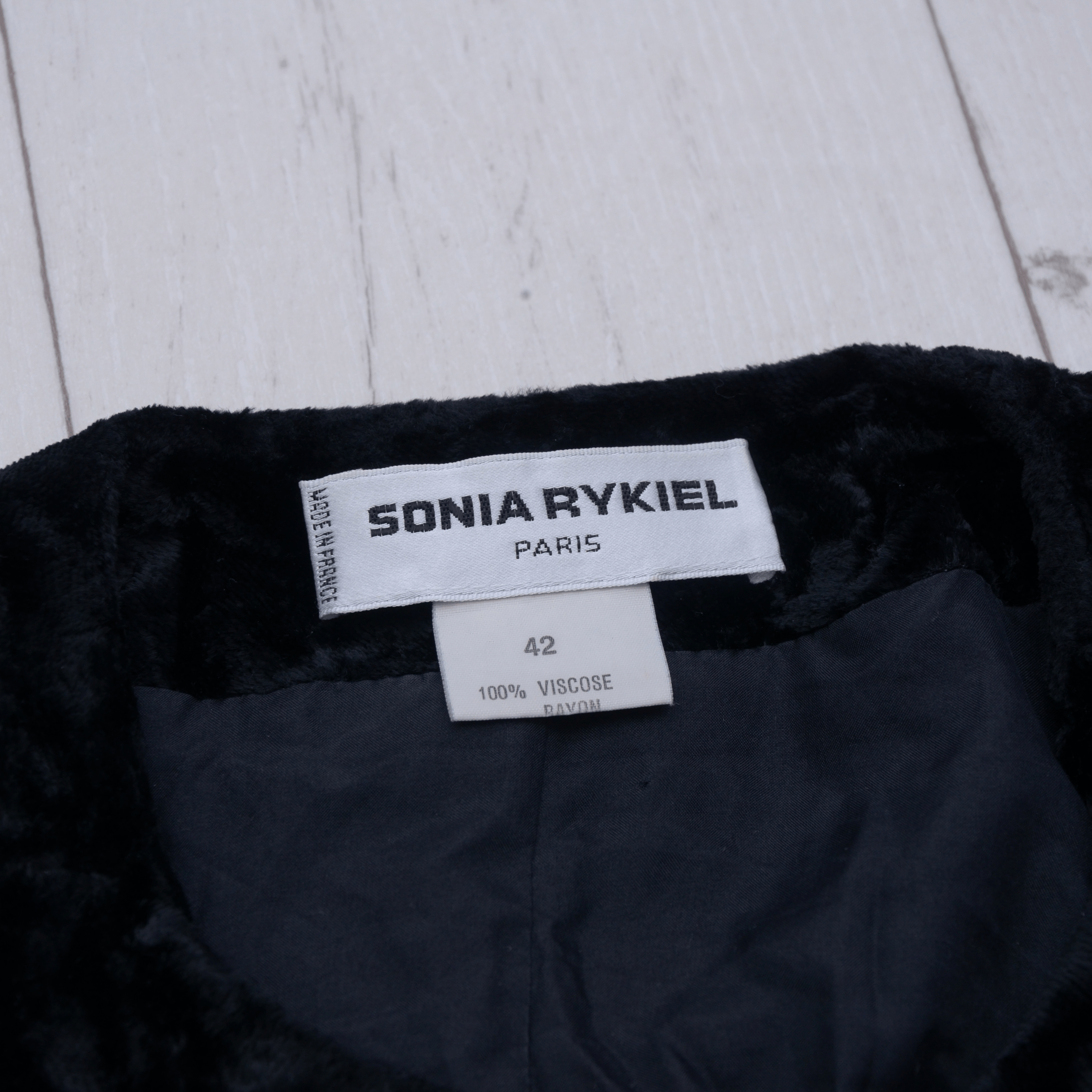 Sonia Rykiel × Vintage Rare Sonia Rykiel Vintage Black Velour Velvet Coat Sz 42 Y2K Size M / US 6-8 / IT 42-44 - 7 Thumbnail