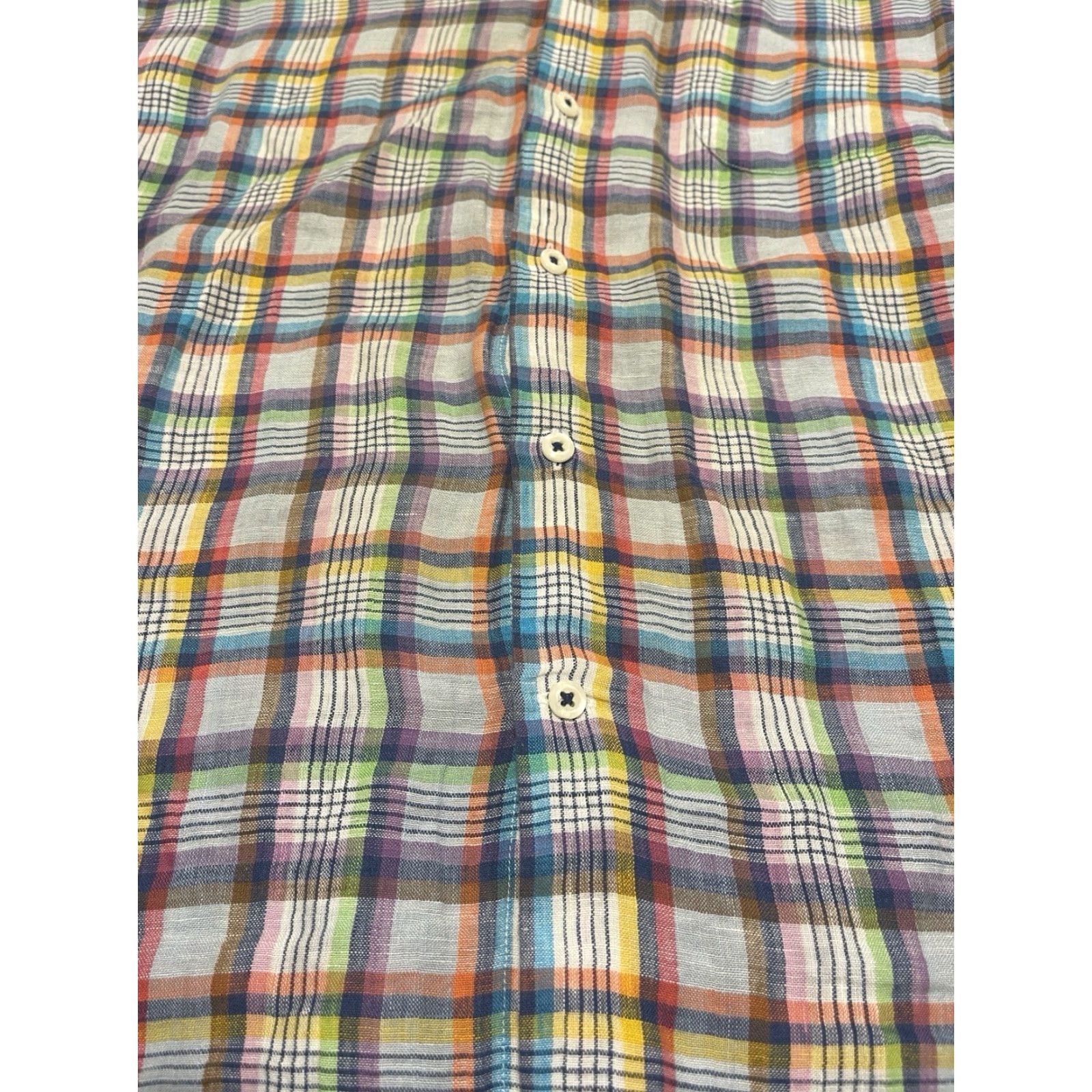 Peter Millar Peter Millar Shirt Men L Linen Plaid Blue Long Sleeve Button-Up Collar Size US L / EU 52-54 / 3 - 2 Thumbnail