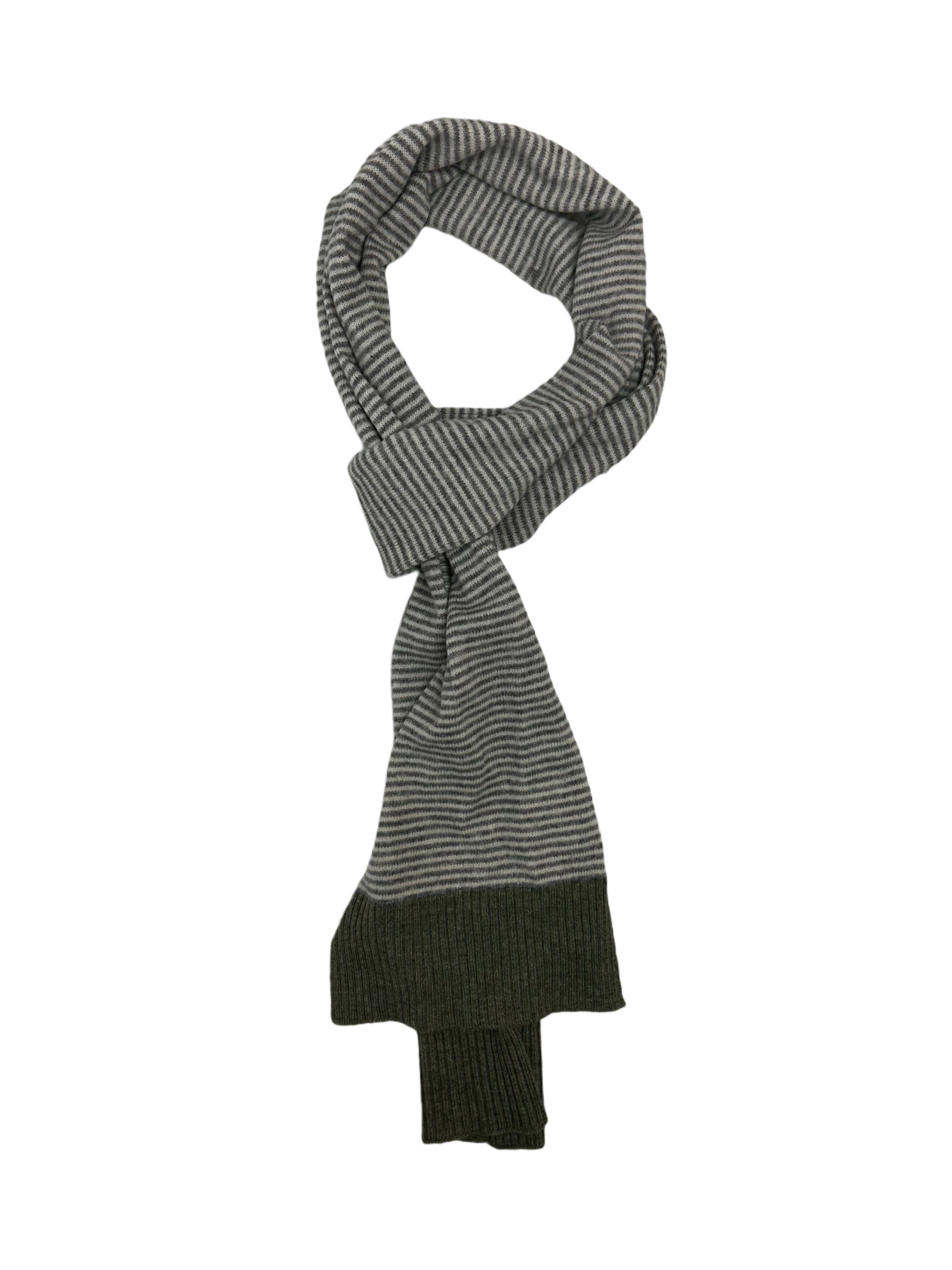 CLOSED CLOSED Grey / White Striped Cashmere Mix Scarf Size ONE SIZE - 1 Thumbnail