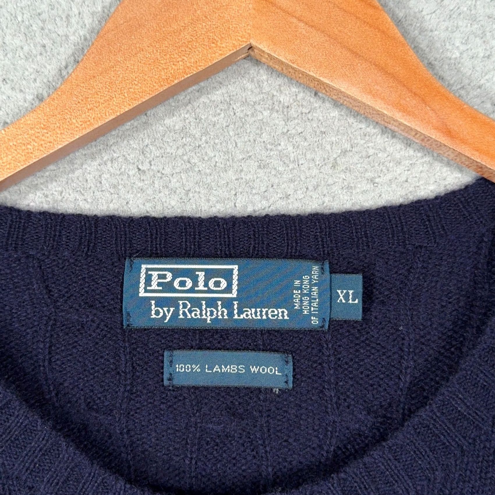 Polo Ralph Lauren VINTAGE Polo Ralph Lauren Cable Knit Wool Sweater Mens XL Navy Blue 90s Polo Ralph Lauren Mens XL Navy Lambswool Cable-Knit Pullover Crew Neck Logo Size US XL / EU 56 / 4 - 3 Thumbnail