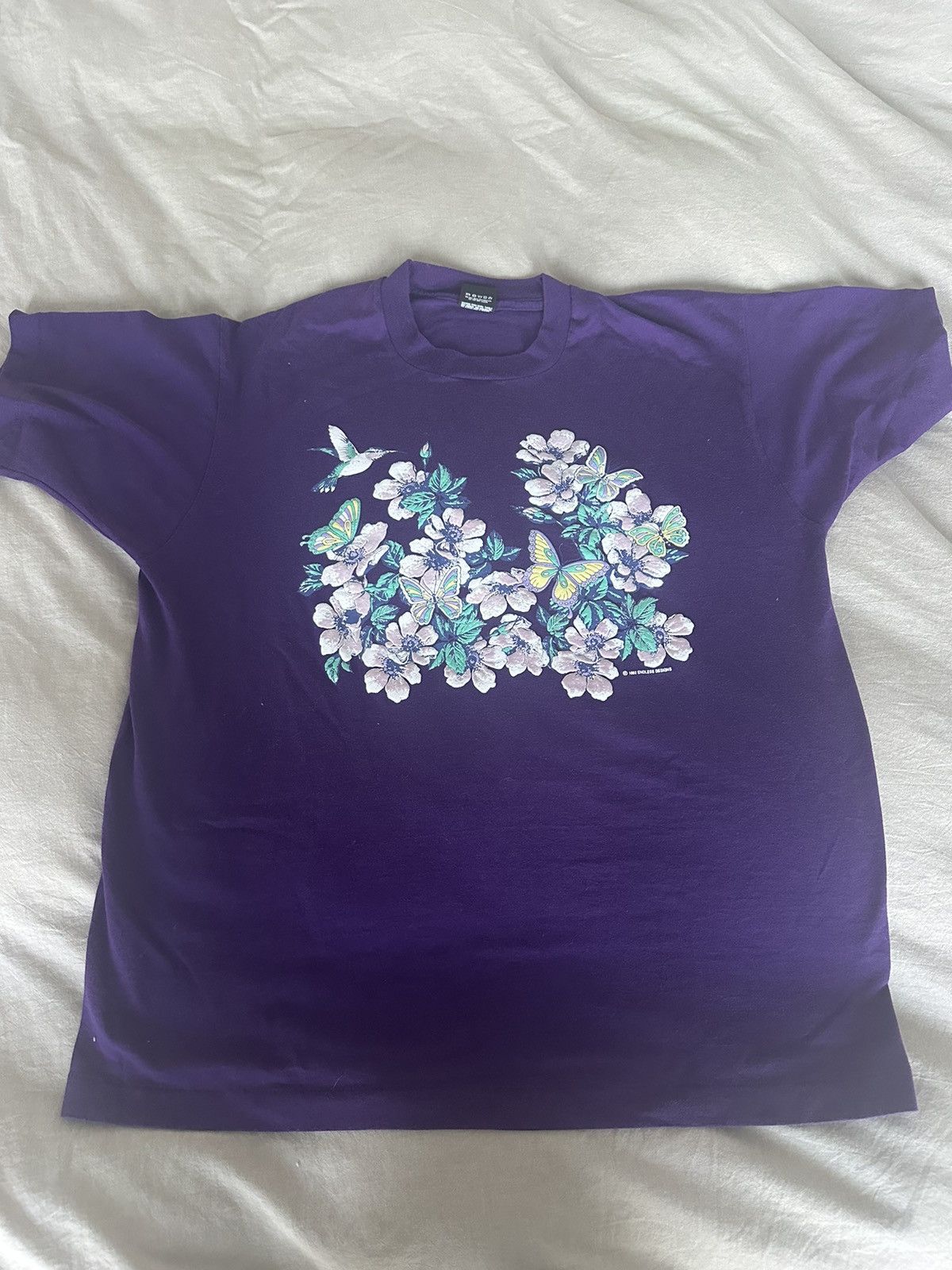 Vintage 1992 Endless Designs birds and flowers tee Size US XL / EU 56 / 4 - 1 Thumbnail