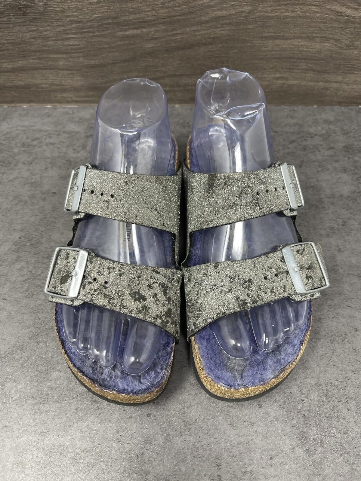 Birkenstock Birkenstock Arizona Sandals Womens Size 6 (37) Glitter Silve Size US 6 / IT 36 - 3 Thumbnail