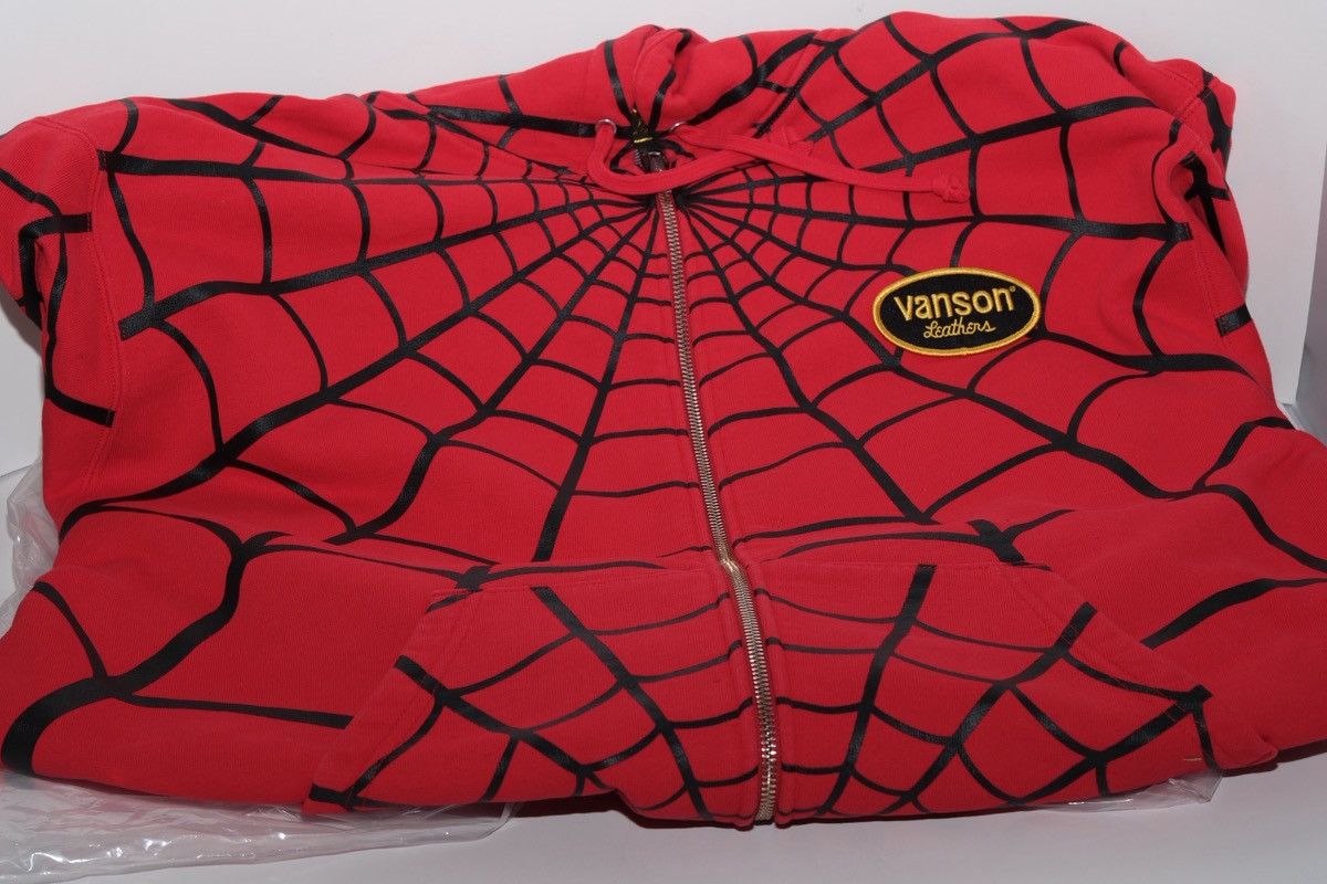 Supreme Supreme Vanson Leathers spider web zip hoodie Yellow 