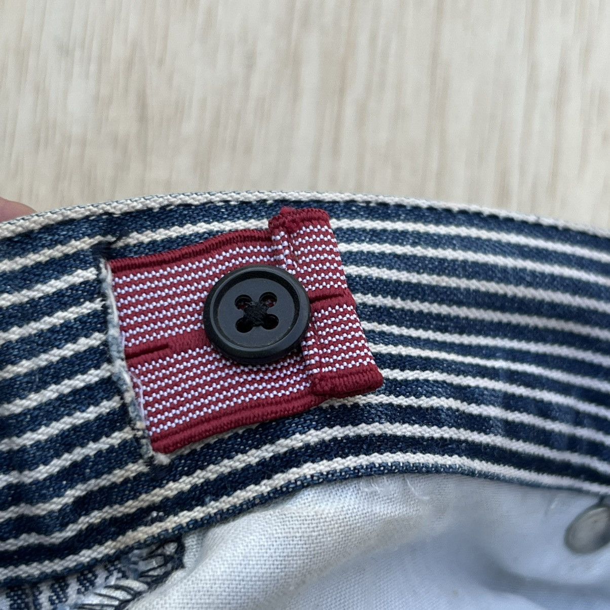 Japanese Brand BLUE CROSS JEANS CO HICKORI CARPENTER JAPAN RARE Size US 27 - 5 Thumbnail