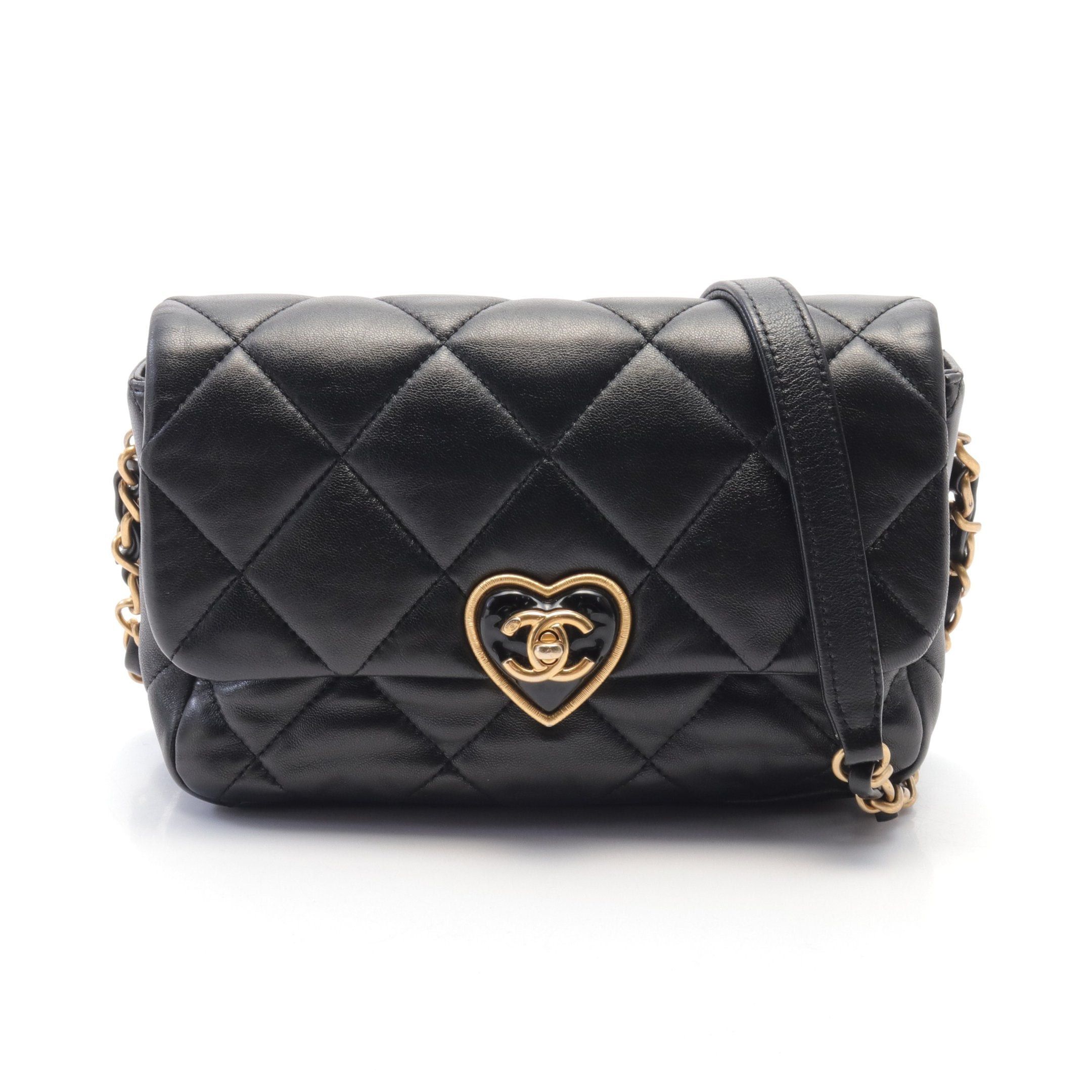 Chanel Chanel Matelasse Heart Lock Chain Shoulder Bag Lambskin Black Gold Hardware Size ONE SIZE - 1 Thumbnail