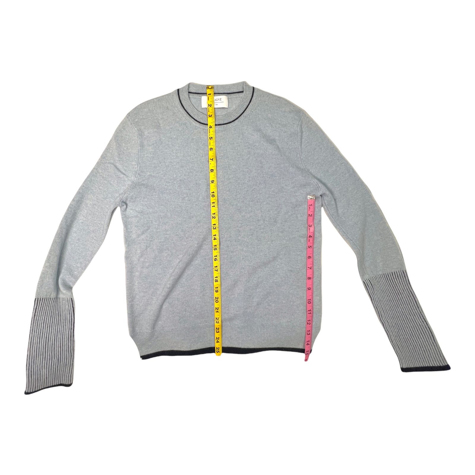 La Ligne La Ligne Cashmere Crew Sweater Small Blue Black Soft Size S / US 4 / IT 40 - 6 Thumbnail