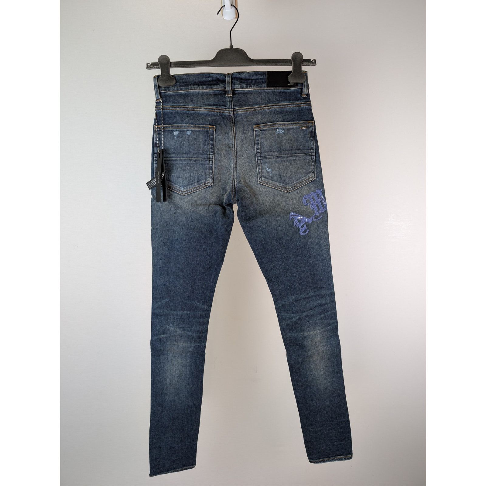 Amiri o1rshd1 Old English Logo Jean in Deep Classsic Blue 34 Size US 34 / EU 50 - 18 Thumbnail