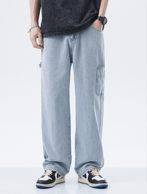 Japanese Brand Washed distressed loose trendy straight cargo jeans Size US 32 / EU 48 - 1 Thumbnail