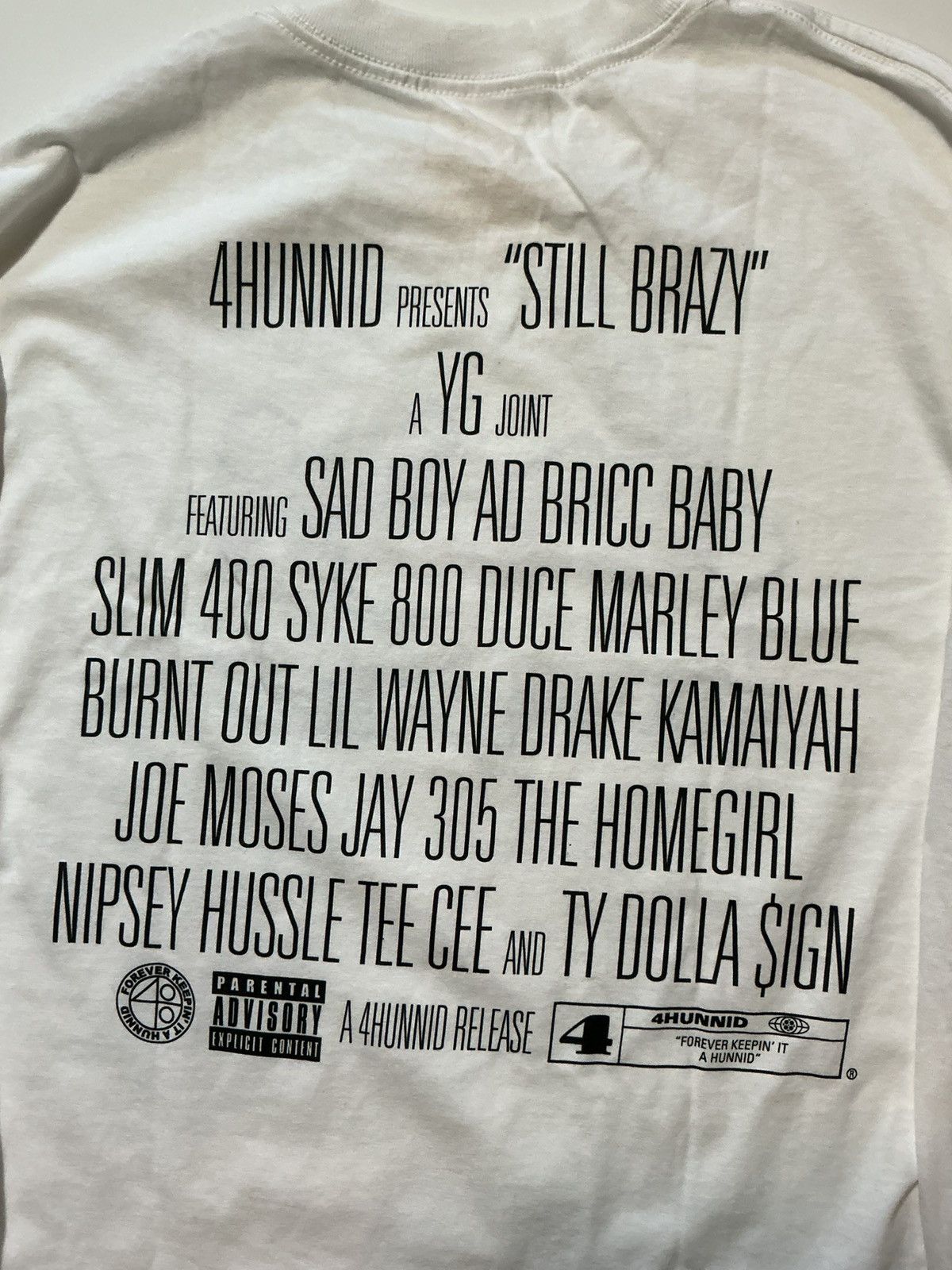 4HUNNID 4 Hunnid YG Still Brazy Who Shot Me Album Krime Seen T-Shirt Size US L / EU 52-54 / 3 - 9 Thumbnail