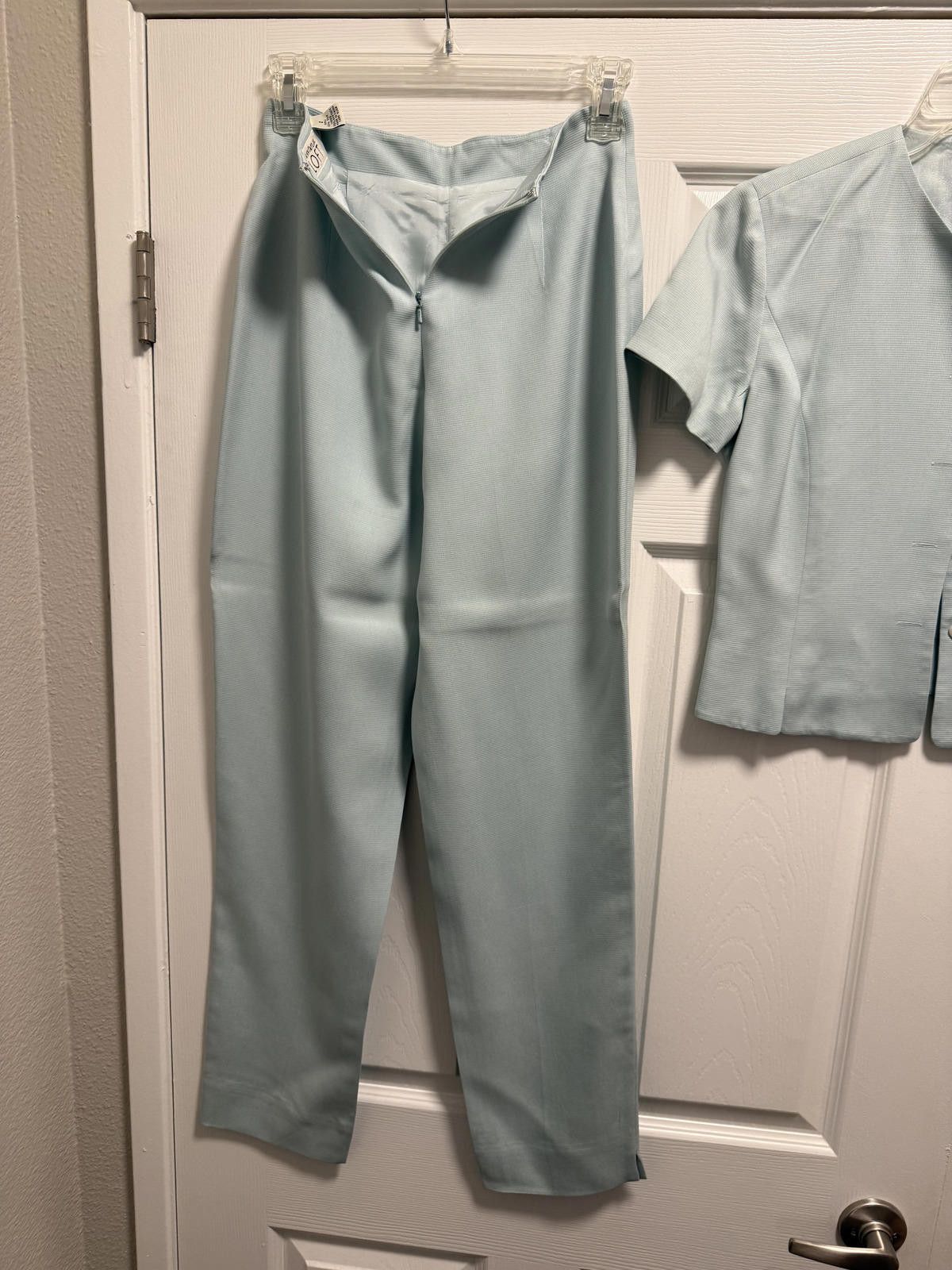Designer Ann Taylor LOFT Silk Two-P Set - Light Blue Blouse & Pants Size M / US 6-8 / IT 42-44 - 5 Thumbnail