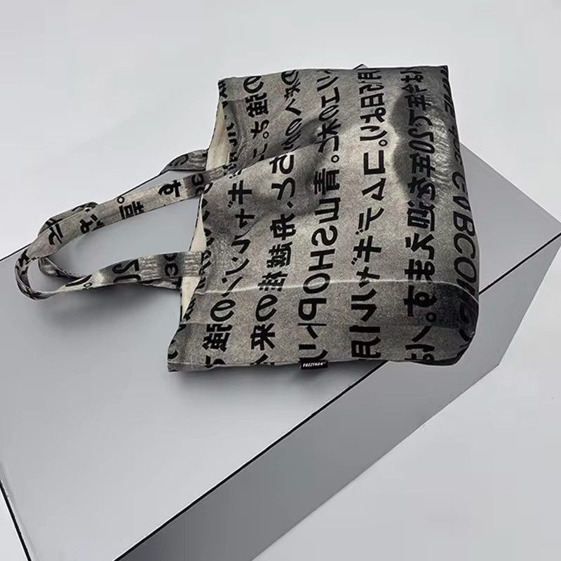 Japanese Brand Utility grunge y2k Japanese letters washed tote bag Size ONE SIZE - 3 Thumbnail
