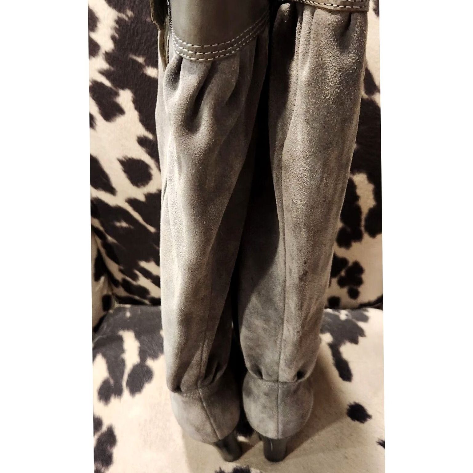 Michael Kors Michael Kors Gray Suede Slouchy Knee High Boots Side Zip Block Heel Womens 9 M Size US 9 / IT 39 - 4 Thumbnail