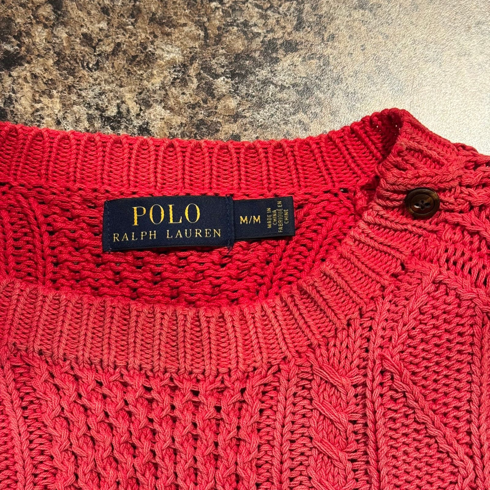 Polo Ralph Lauren Polo Ralph Lauren Sweater Cable Preppy Academia Red Medium Size M / US 6-8 / IT 42-44 - 3 Thumbnail