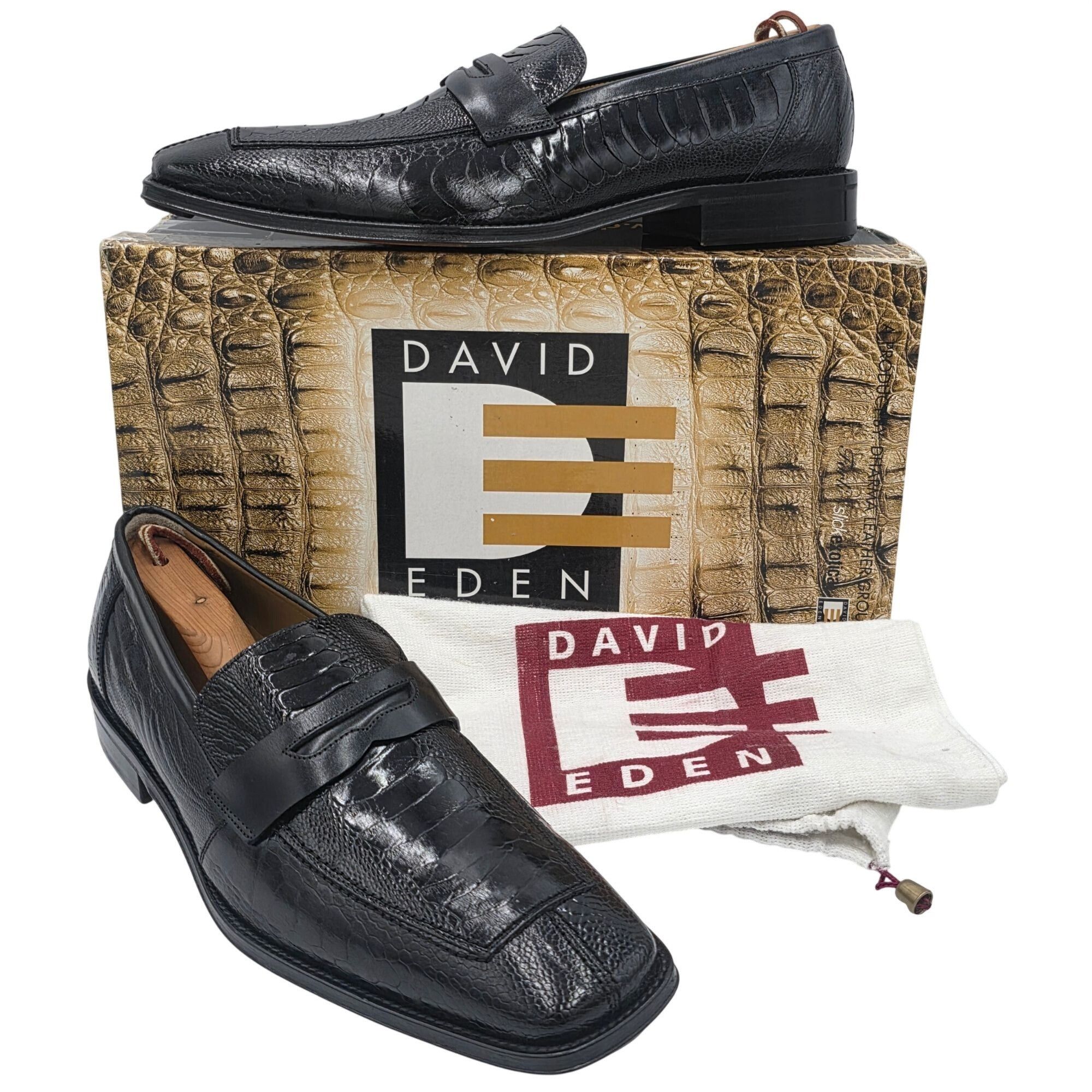 David Eden Ostrich‎ Leg Horse Bit Loafers Men’s Dress shoes 10.5 New David Eden Mens 11.5 Genuine Exotic Ostrich Leg Penny main image 3
