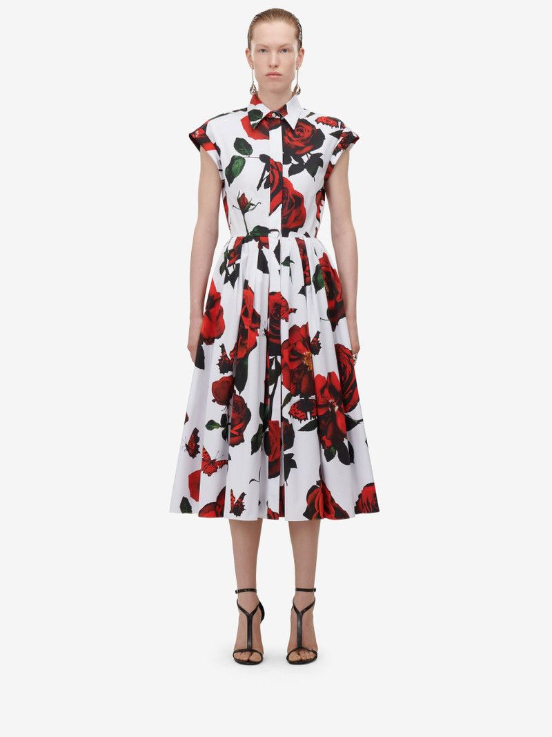 Alexander McQueen o1srvl11e0326 Tudor Rose Flared Shirt Dress in Multicolor Size M / US 6-8 / IT 42-44 - 5 Thumbnail