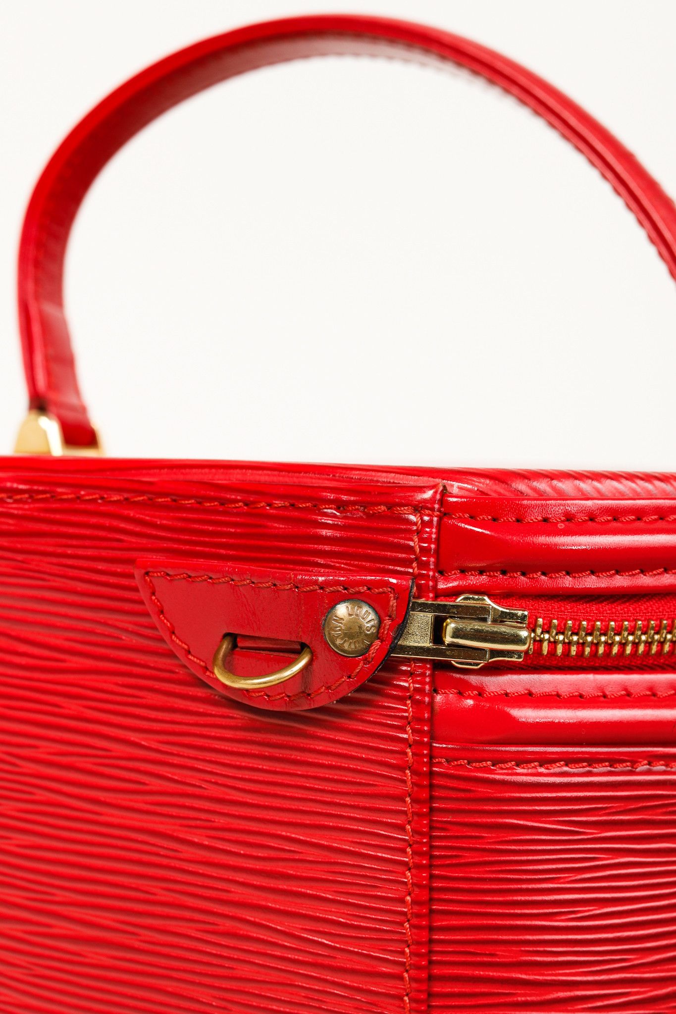 Louis Vuitton Louis Vuitton Epi Cannes Castillan Red Leather Round Handbag Size ONE SIZE - 9 Thumbnail