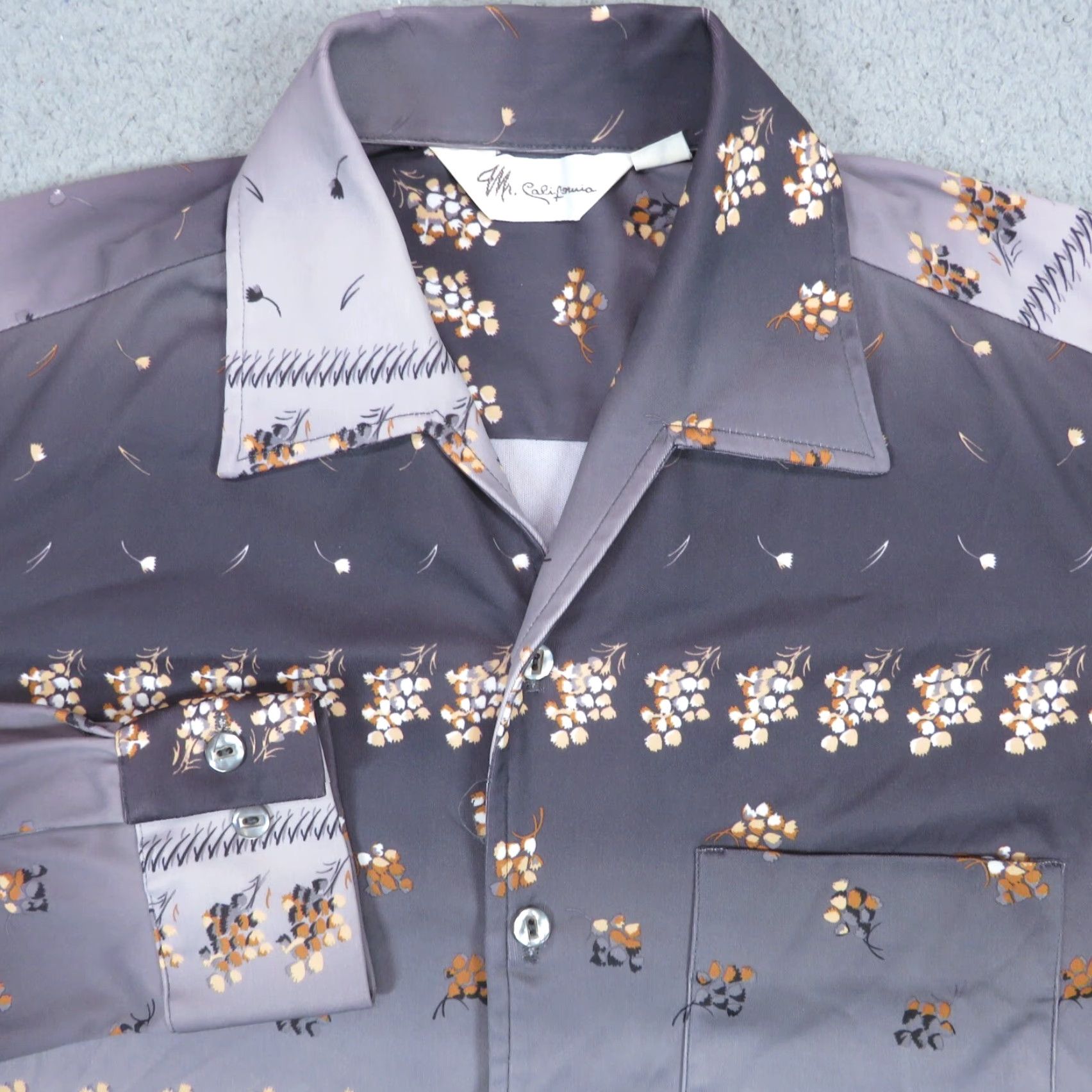 Vintage VINTAGE Mr California Shirt Mens Medium 70s Grey Fade Floral Disco Rockabilly 60 Size US M / EU 48-50 / 2 - 2 Thumbnail