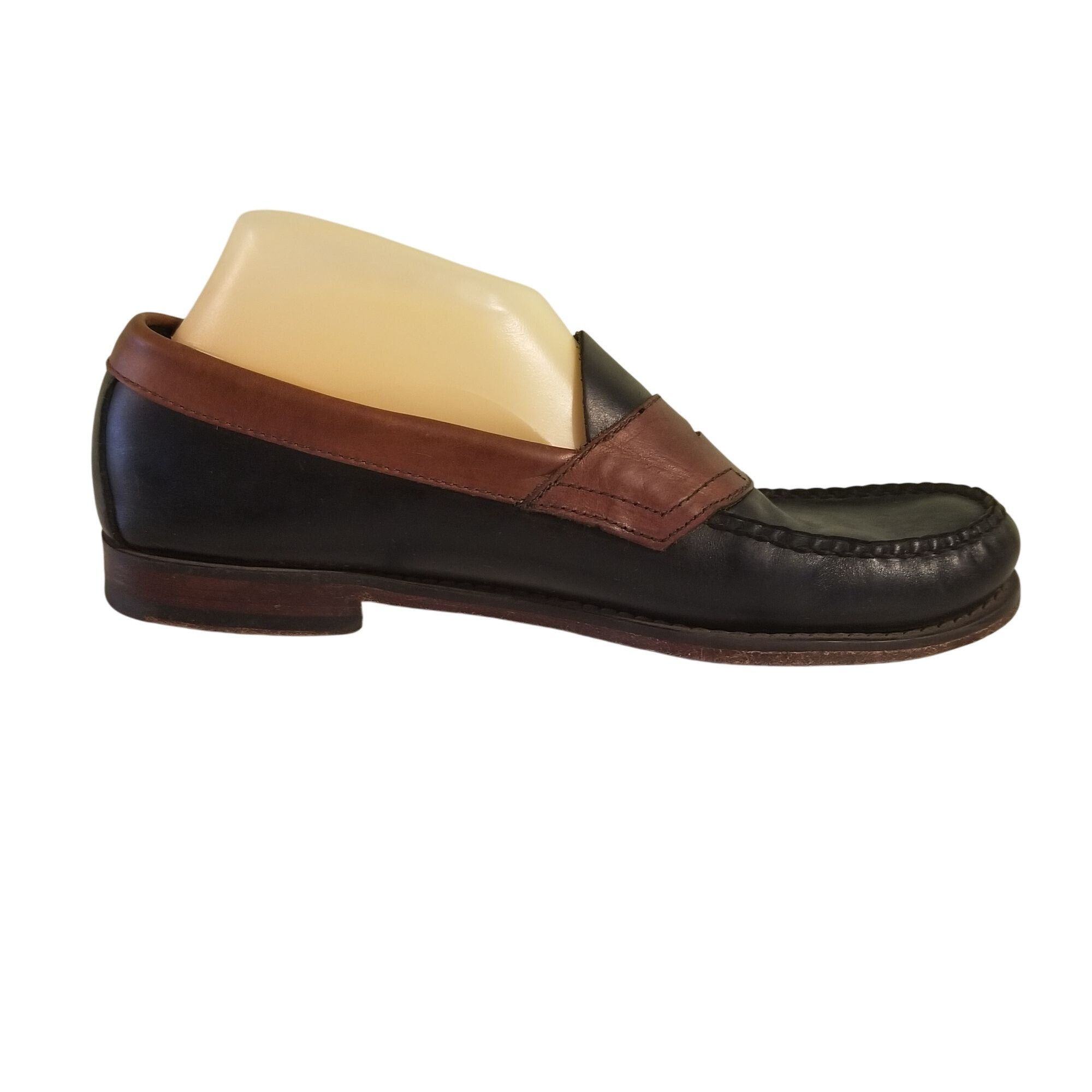 G.H. Bass & Co. Bass Weejuns 9D Brown Black 2 Tone Leather Penny Loafers CAR Size US 9 / EU 42 - 9 Thumbnail