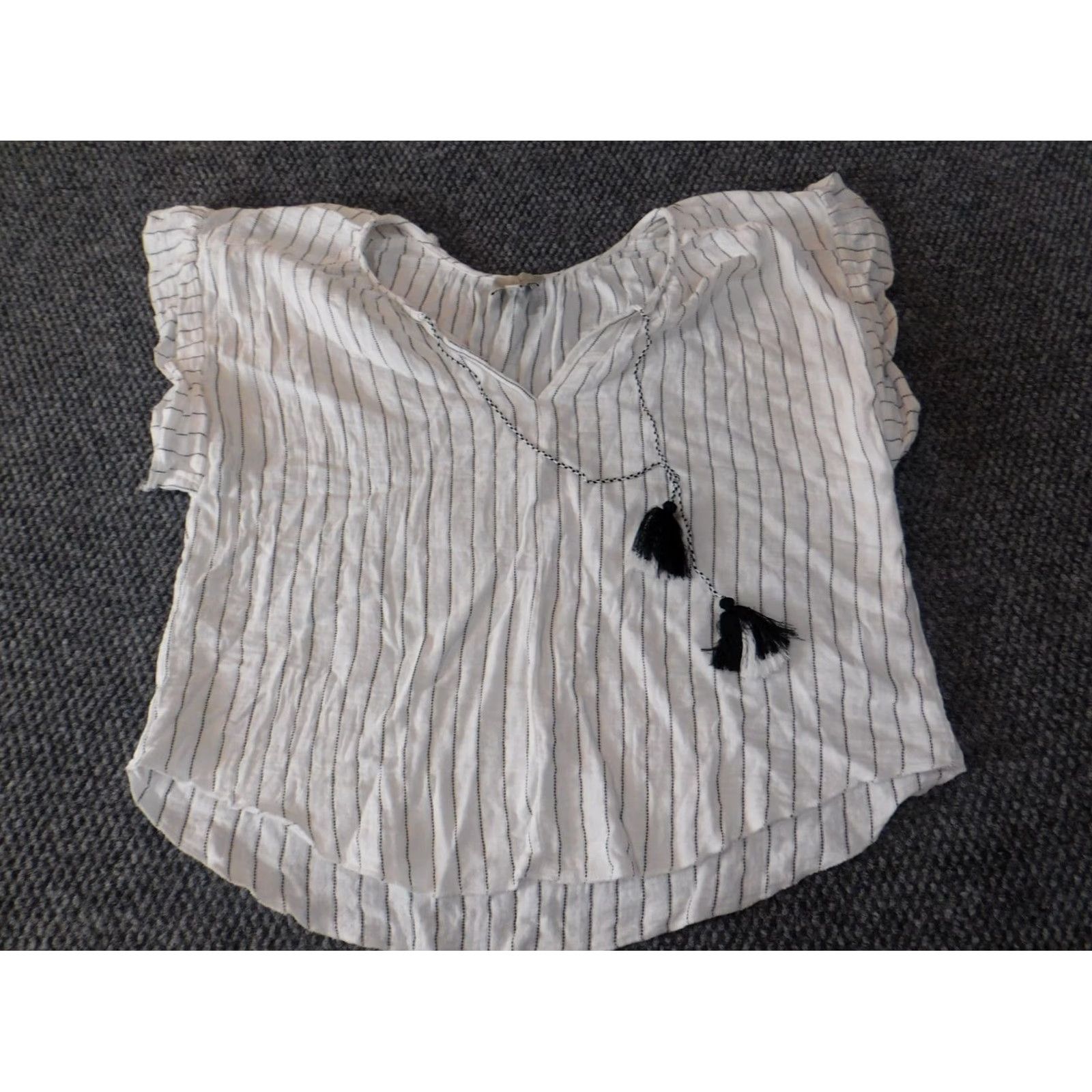 Joie JOIE Blouse Women Shirt S White Striped Round Neck Pullover Casual Stretch Size S / US 4 / IT 40 - 2 Thumbnail