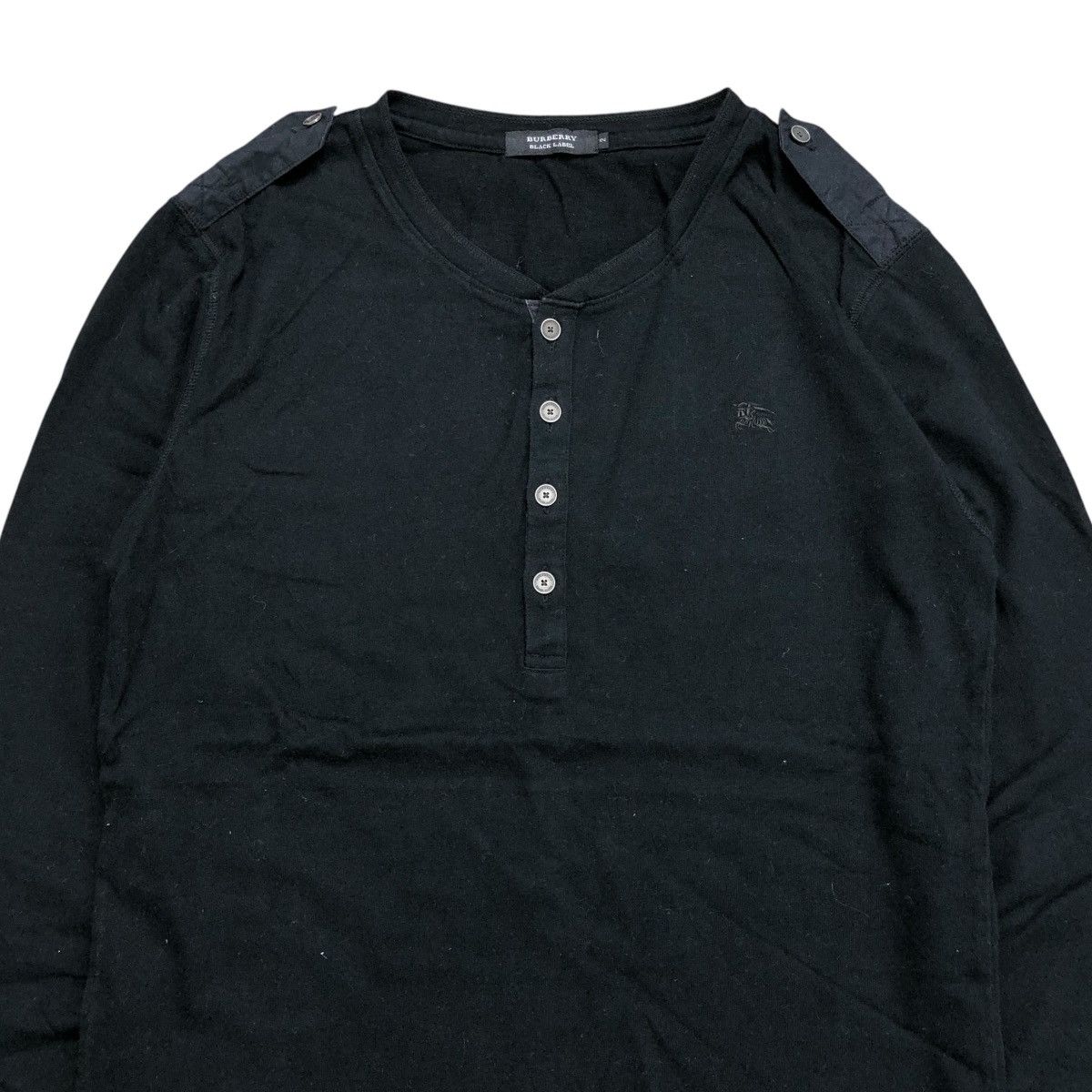 Black Label × Burberry × Designer Vintage Burberry Black Label Half Button Long Sleeve Size US M / EU 48-50 / 2 - 2 Thumbnail