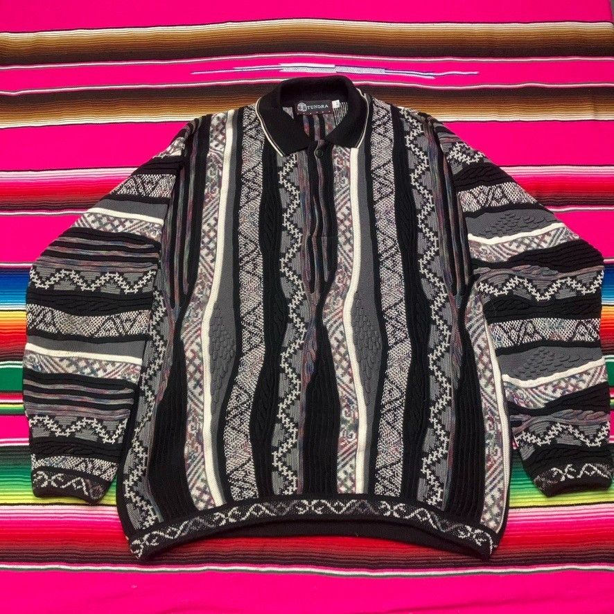Tundra Canada VTG Tundra Canada Sweater 3D Knit Textured Cosby Biggie 90s Size US XL / EU 56 / 4 - 1 Thumbnail