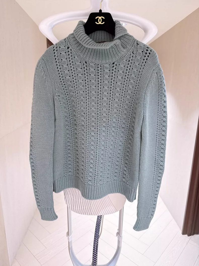 Loro Piana LORO PIANA Baby cashmere hollow crochet sweater Size L / US 10 / IT 46 - 1 Thumbnail