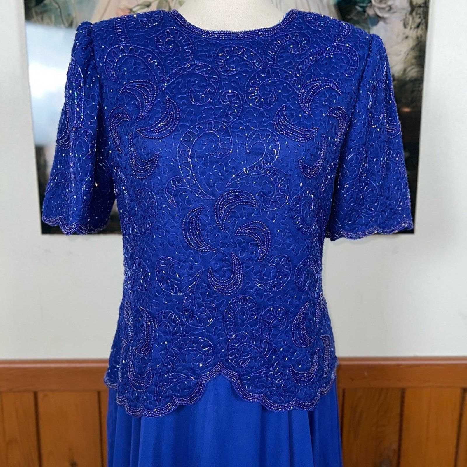 Vintage Vintage 1980s Brilliante Beaded Mother of the Bride Dress! Size M / US 6-8 / IT 42-44 - 3 Thumbnail