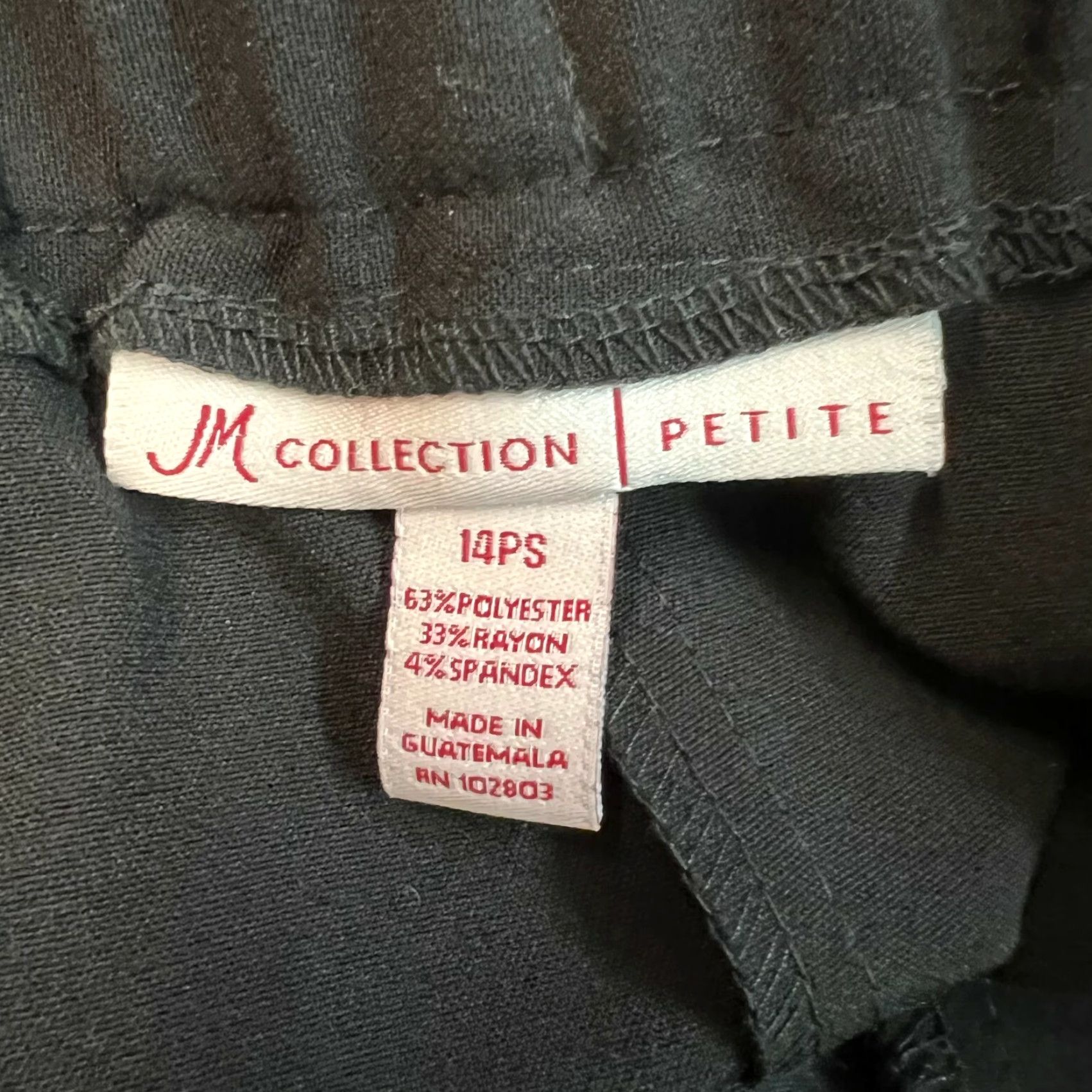 JM Collection JM Collection Womens Flat Front Elastic Waist Black Casual Pants Petites 14 Size 14 Size 36" / US 14 / IT 50 - 6 Thumbnail