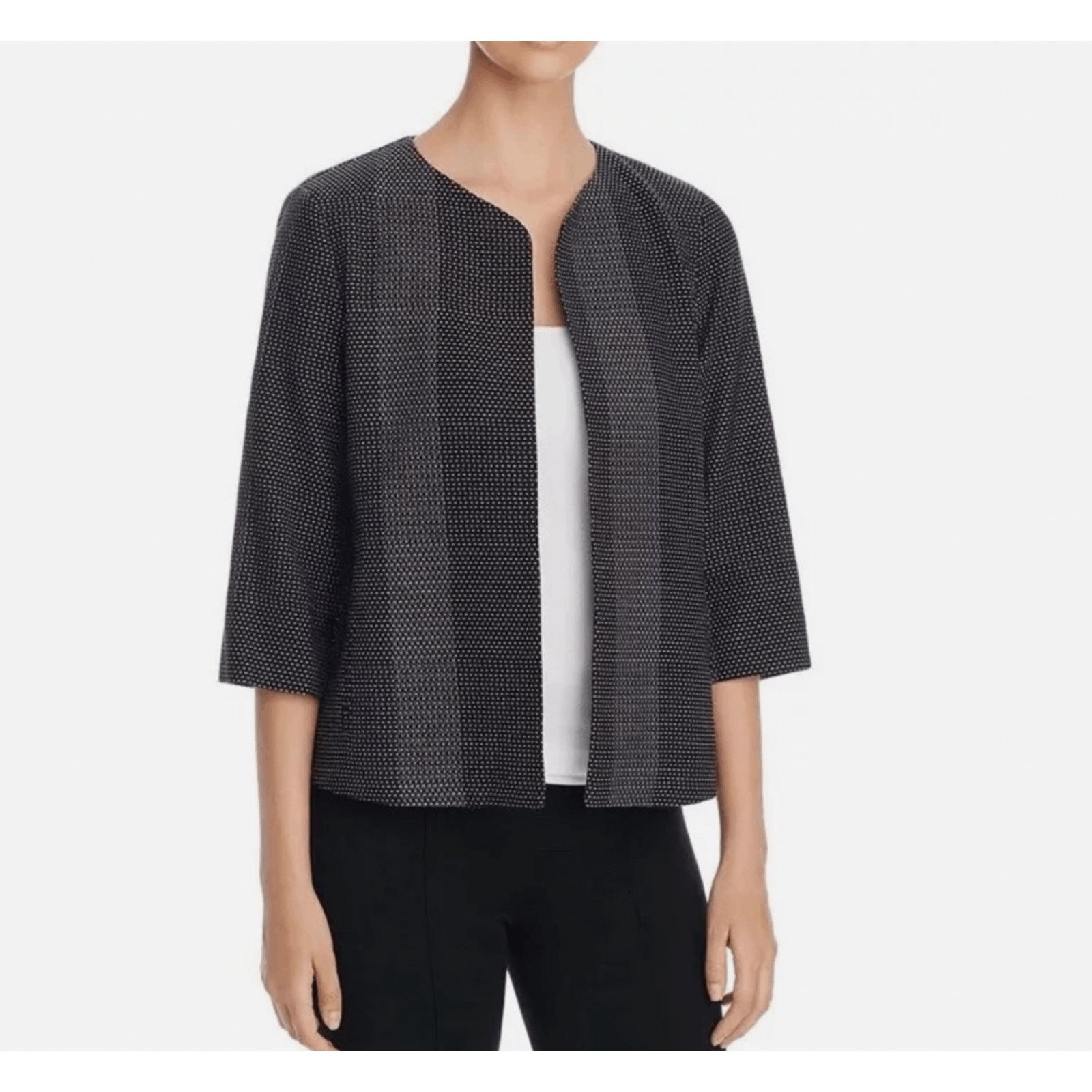 Eileen Fisher Eileen Fisher Woven Round Neck Open-Front Blazer Sz Small Size S / US 4 / IT 40 - 1 Thumbnail
