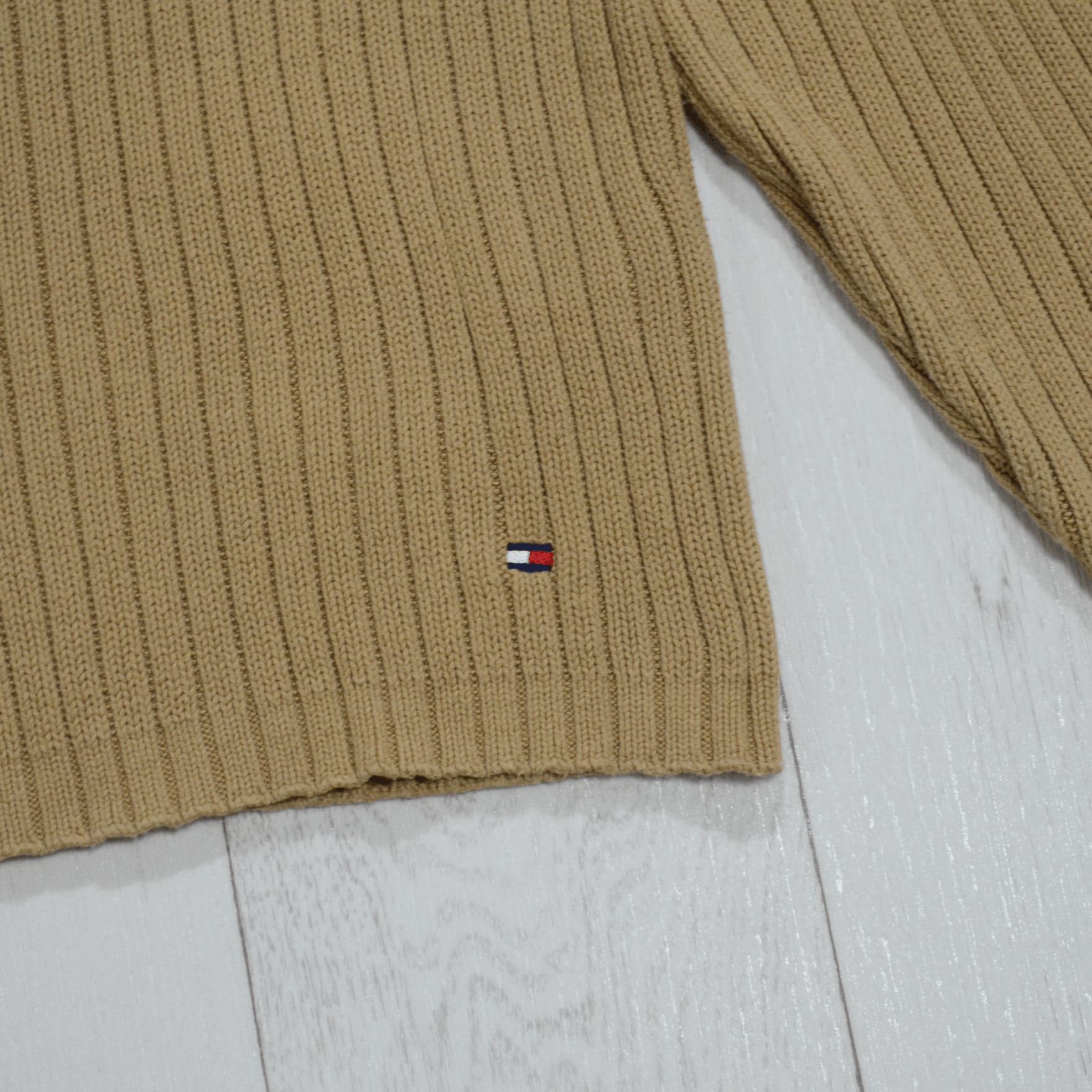 Tommy Hilfiger × Vintage Vintage Tommy Hilfiger Cream Full Zip Knit Sweater Y2K 90s Size US L / EU 52-54 / 3 - 3 Thumbnail