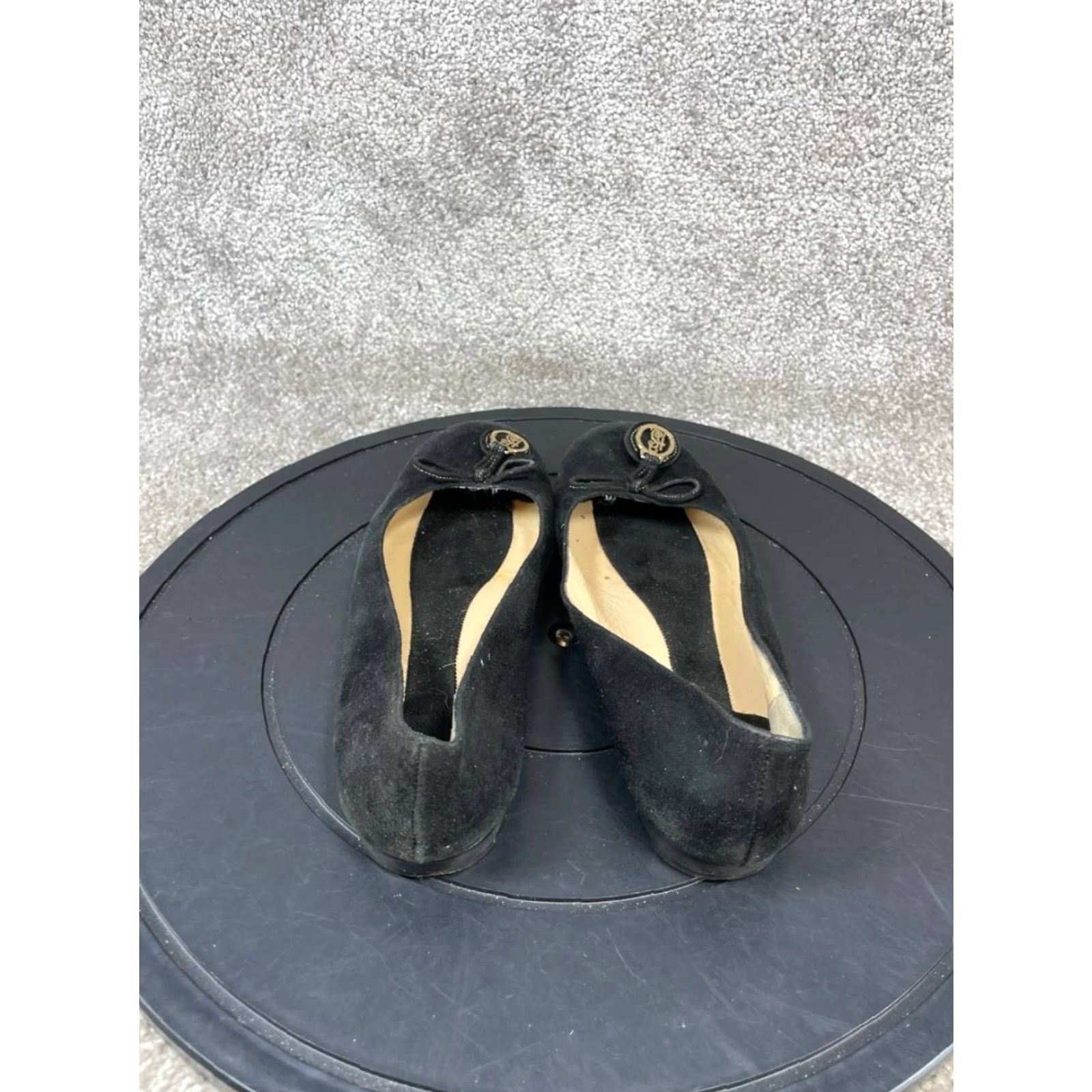 Vintage kate spade new york flats Womens 7.5 B Ballet Black Suede Bow Round Toe Slip On Shoes Size US 5.5 / IT 35.5 - 6 Thumbnail