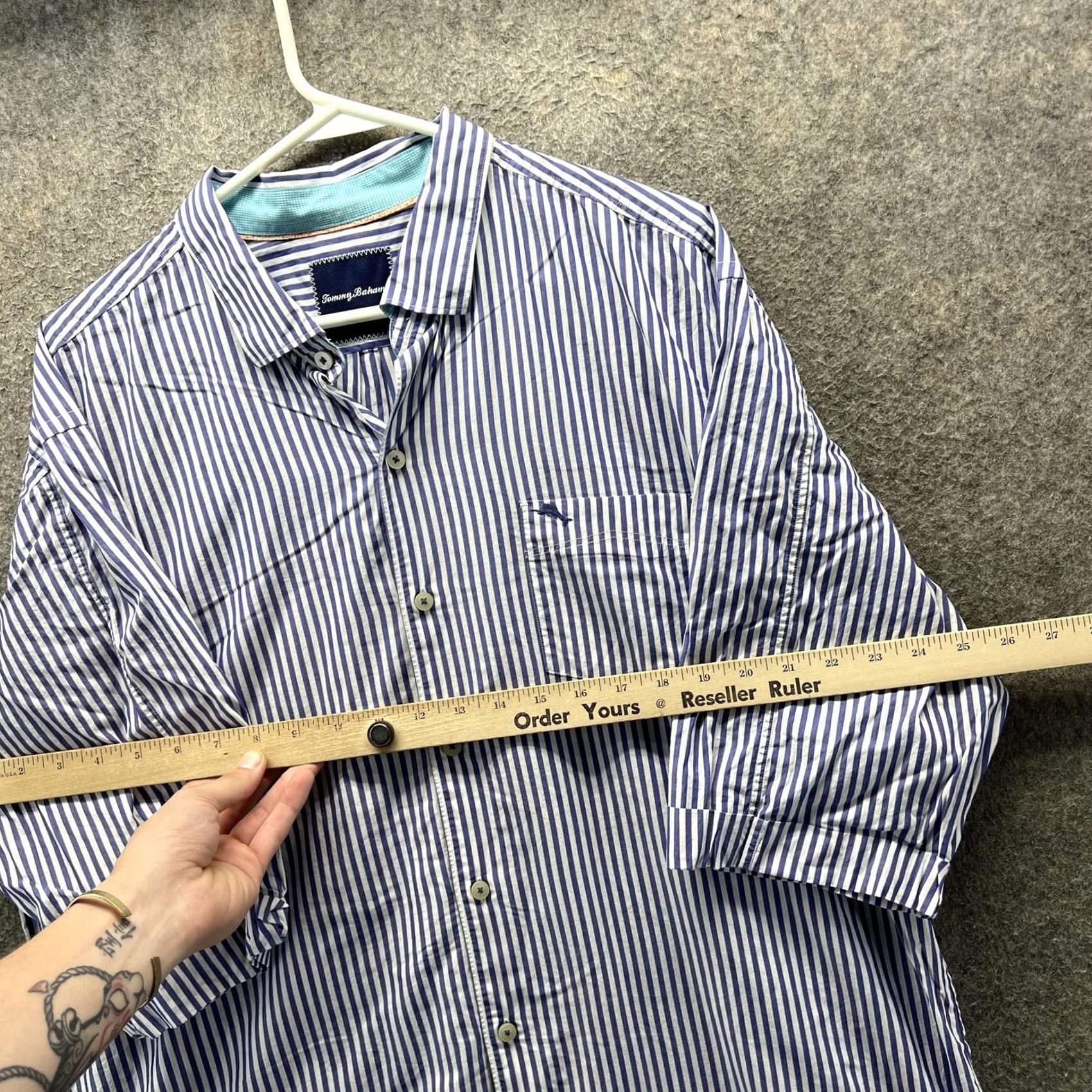 Tommy Bahama Tommy Bahama Shirt Mens XL Blue White Stripe Pima Cotton Short Sleeve Button-Up Casual Size US XL / EU 56 / 4 - 4 Thumbnail