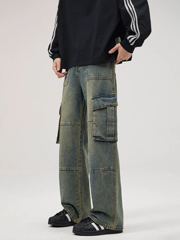 Vintage Vintage multi-pocket patchwork loose distressed jeans Size US 32 / EU 48 - 1 Thumbnail