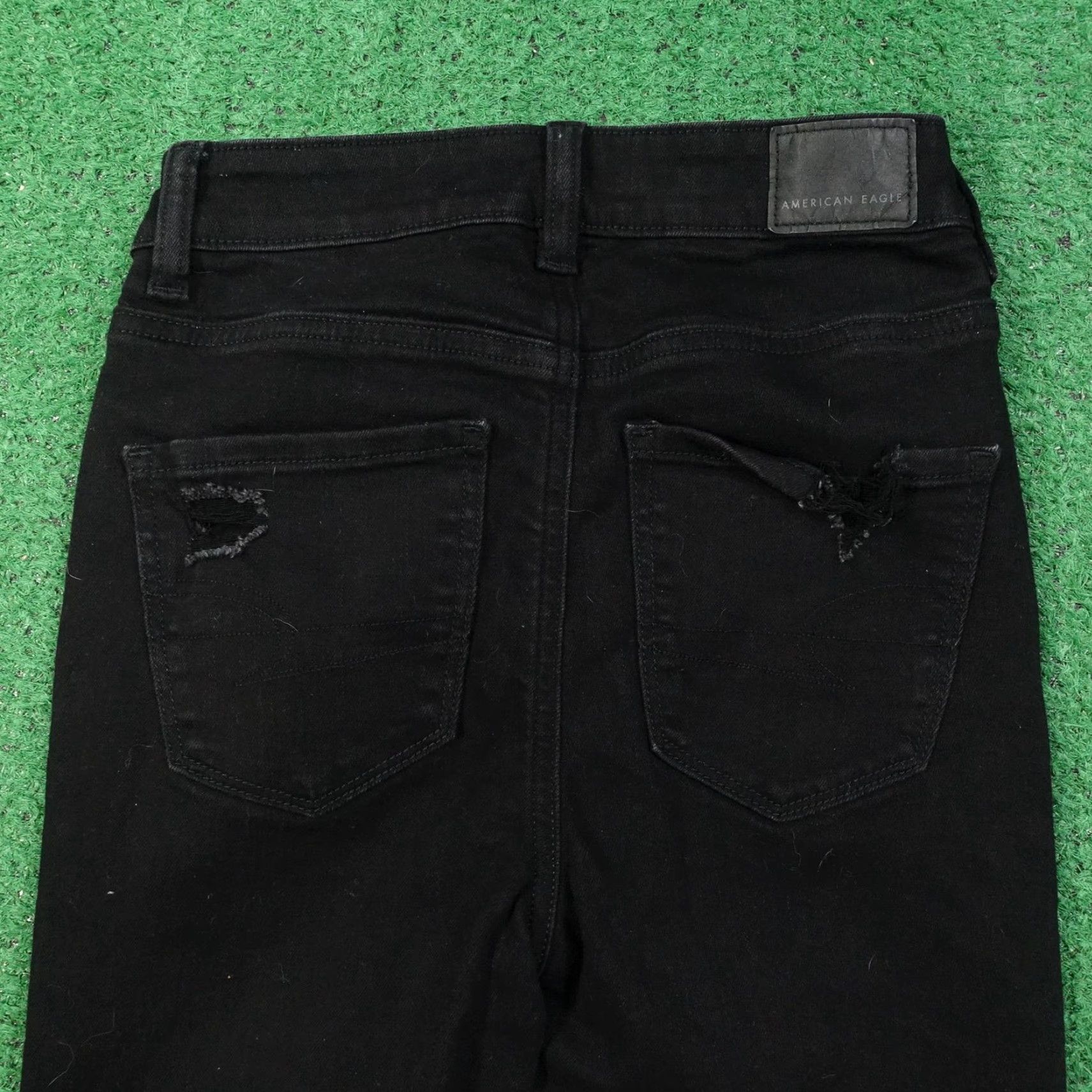 American Eagle Outfitters American Eagle Jeans Womens 0 Black Jegging Next Level Stretch Ripped Size 25" / US 0 / IT 36 - 6 Thumbnail