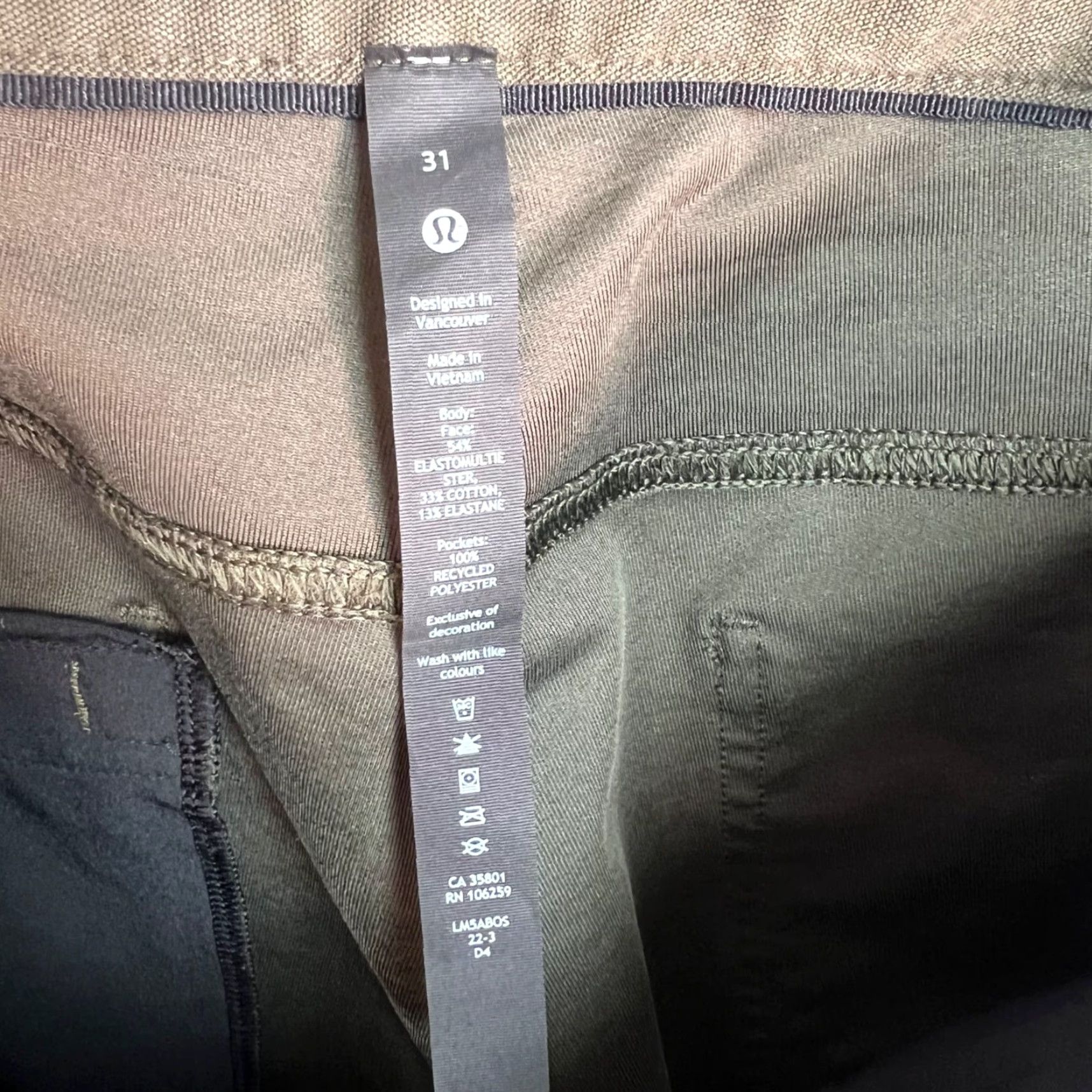 Lululemon Lululemon Pants Skinny Chino 31 Olive Green Stretch - Womens Regular 31 in Inseam 32 in Logo Casual Size 24" / US 00 / IT 34 - 3 Thumbnail