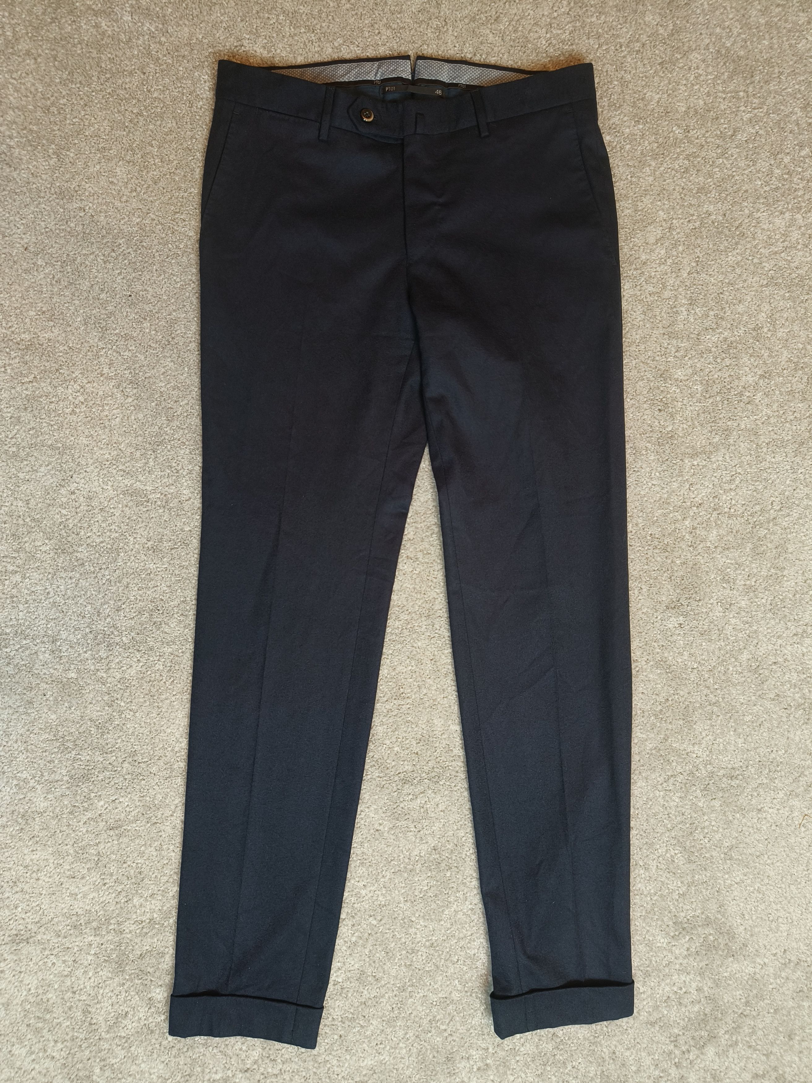PT Torino Pt01 Stretch Super Slim Fit Virgin Wool Pants Navy Dark Blue Size US 30 / EU 46 - 1 Thumbnail