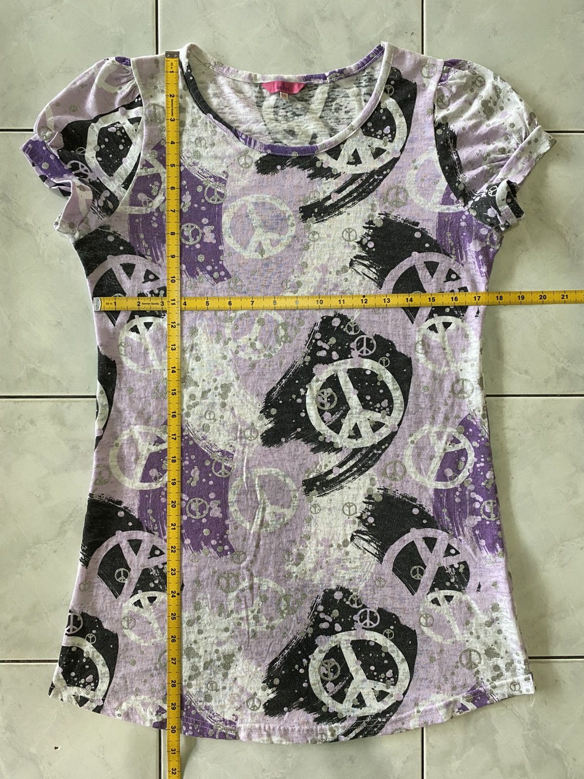 Japanese Brand Selly’s Vintage Purple Peace Tee Dress Y2K Grunge Aesthetic Size M / US 6-8 / IT 42-44 - 16 Thumbnail