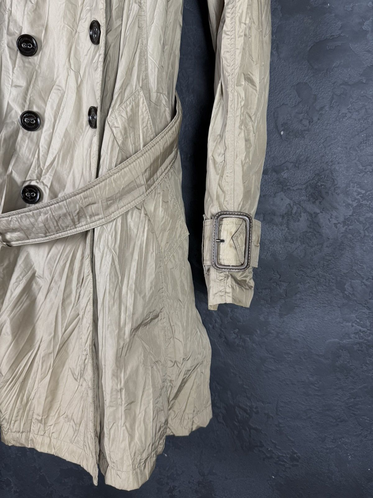 Burberry BURBERRY Beige Nylon Belted Women’s Double Trench Coat Size M / US 6-8 / IT 42-44 - 9 Thumbnail