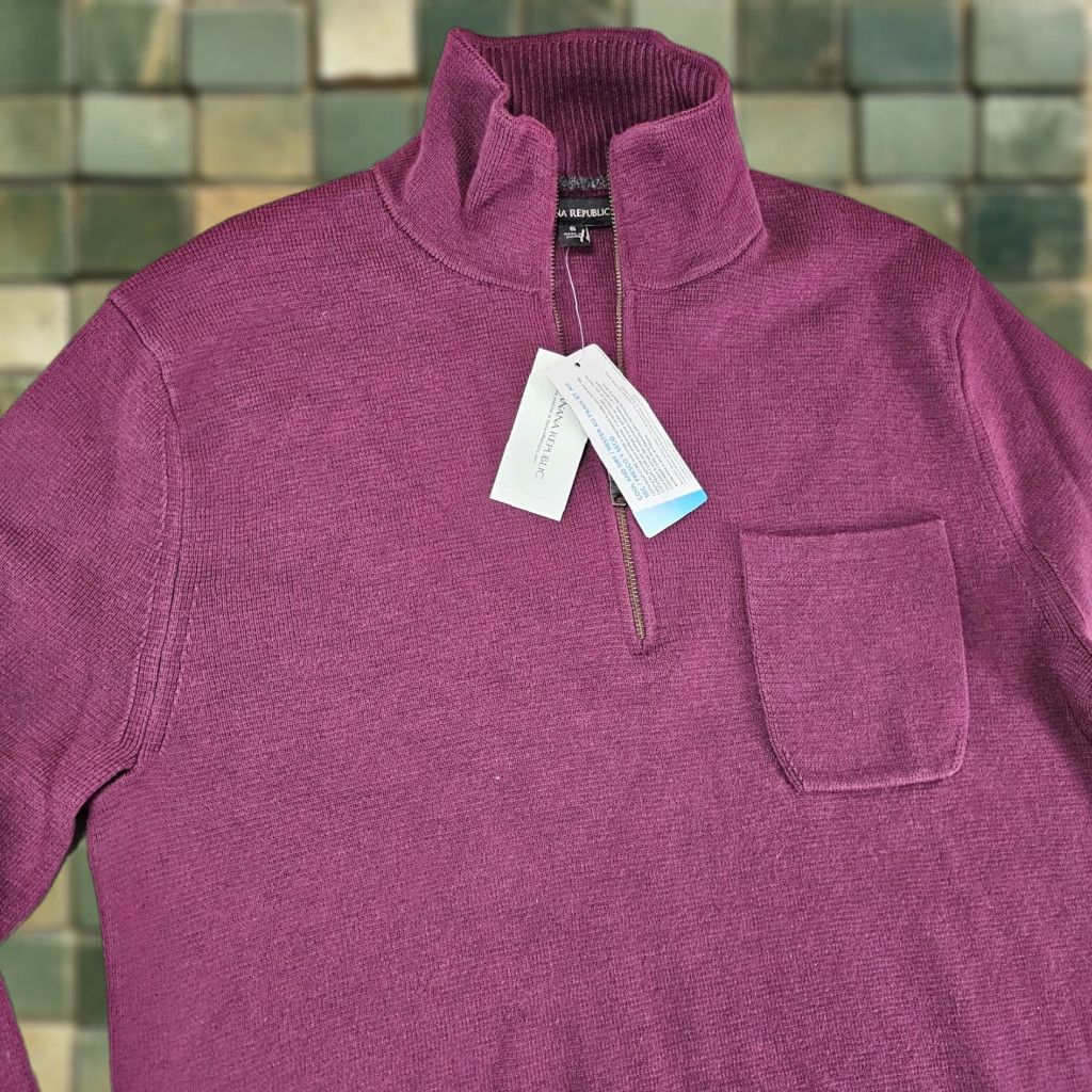 Banana Republic Banana Republic Sweater Mens Small 1/4 Zip Pullover Office Preppy Cotton Blend Red Knit Mock Neck Size US S / EU 44-46 / 1 - 1 Thumbnail
