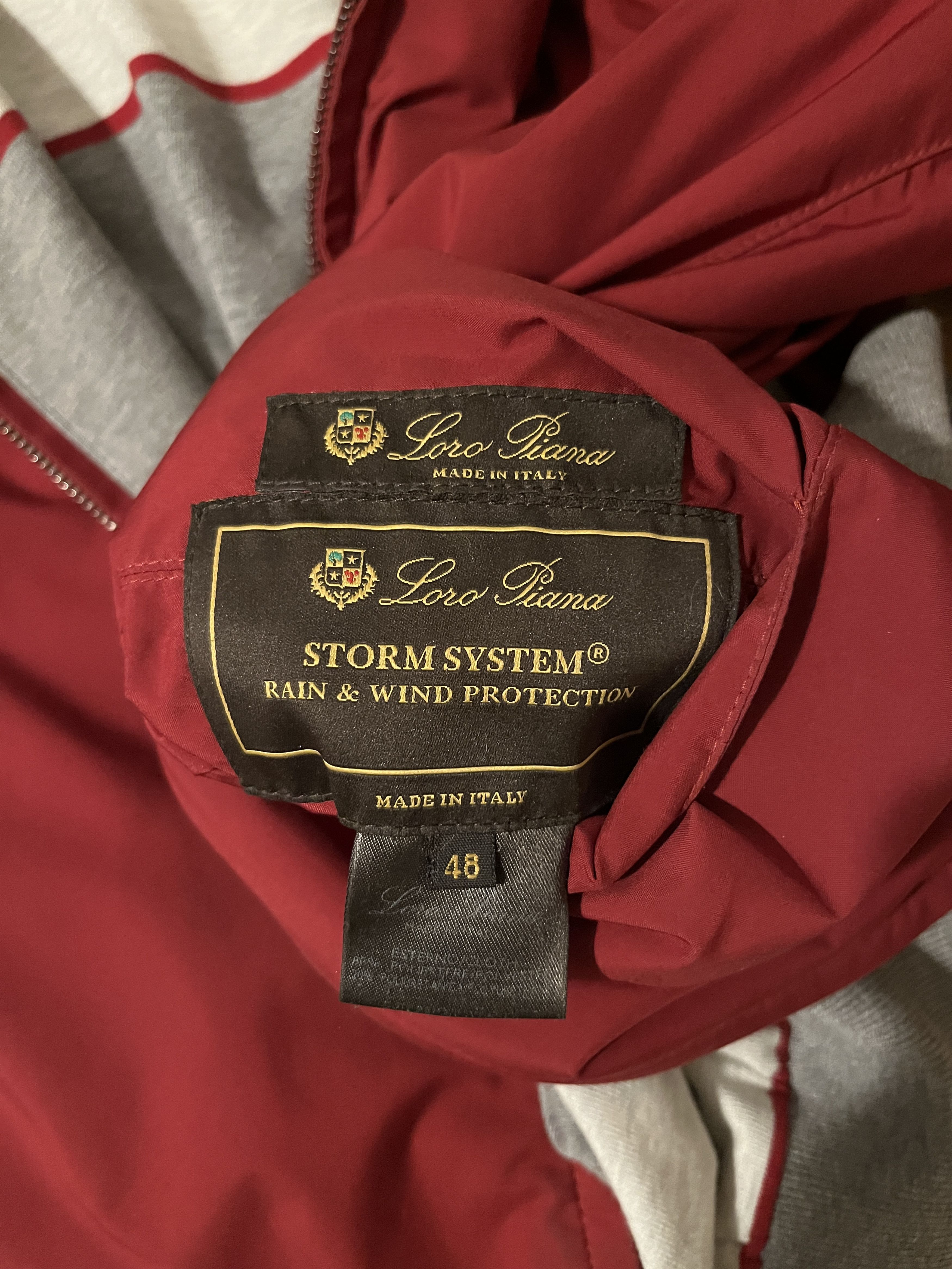 Loro Piana Loro Piana red rain jacket, 48, reversible striped interior Size US M / EU 48-50 / 2 - 7 Thumbnail