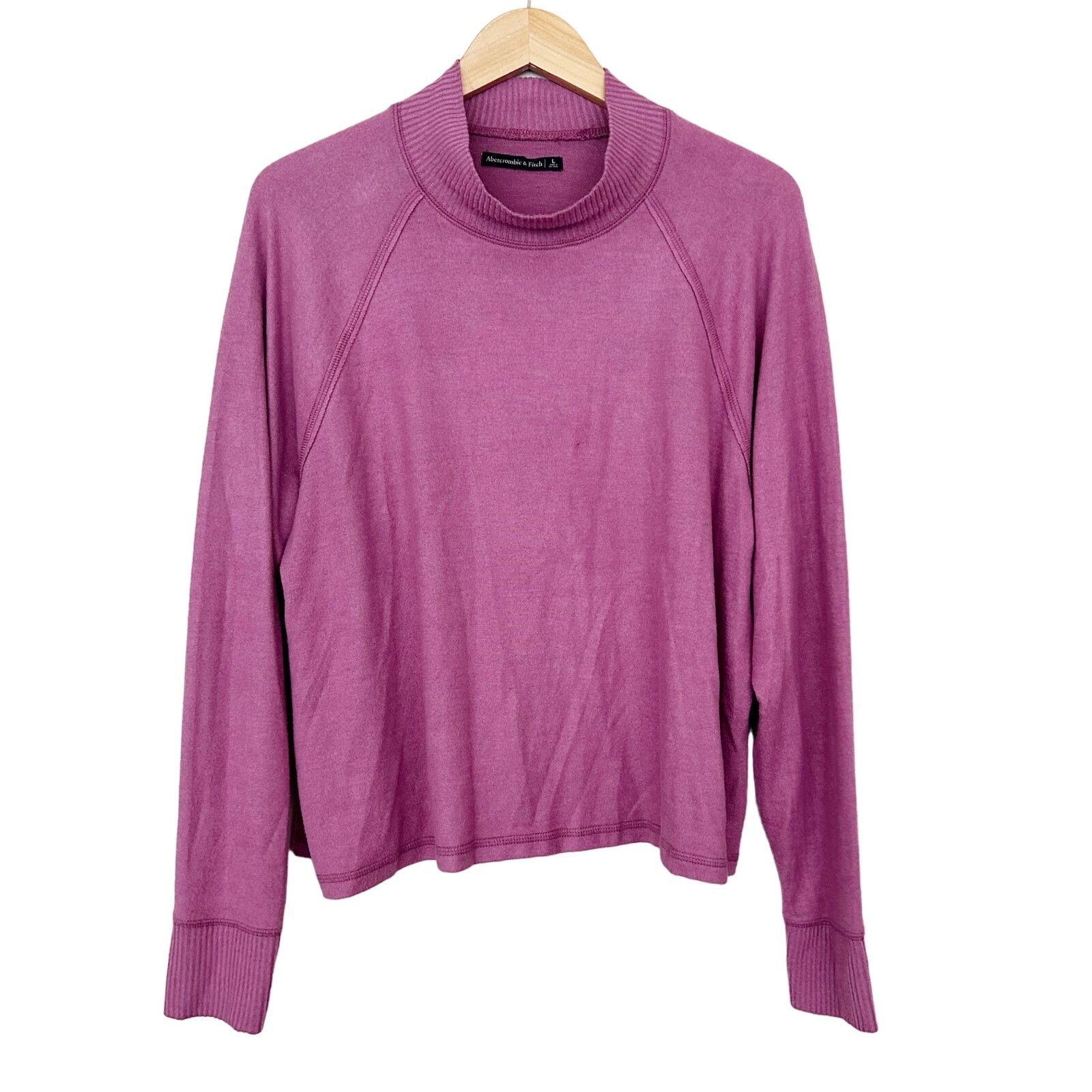 Abercrombie & Fitch Abercrombie & Fitch Pink Mock Neck Long Sleeve Shirt Sz L Size L / US 10 / IT 46 - 1 Thumbnail