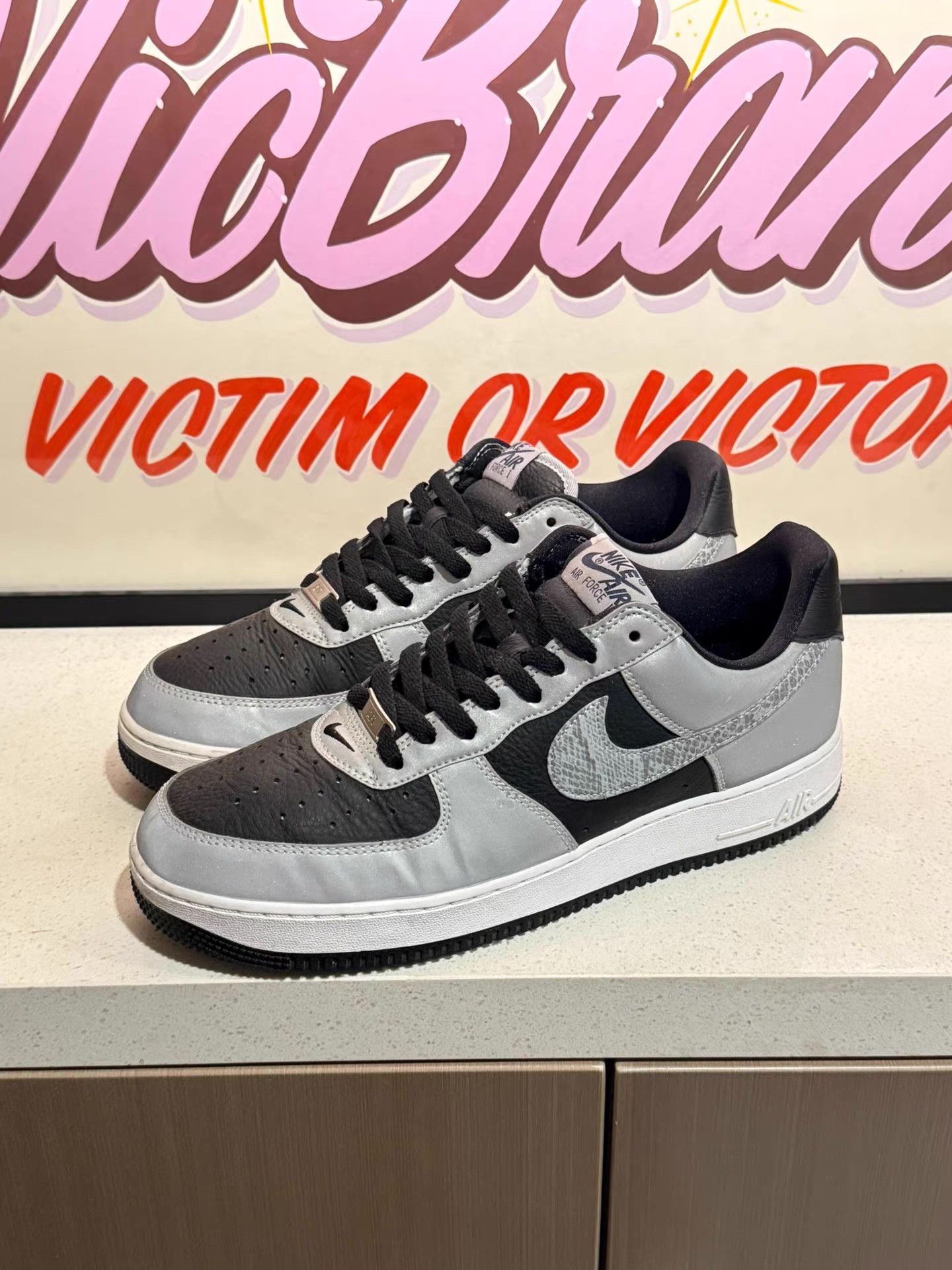 Nike Nike Air Force 1 B Silver Snake low-top unisex sneakers Ｑ20 Size US 11 / EU 44 - 1 Thumbnail