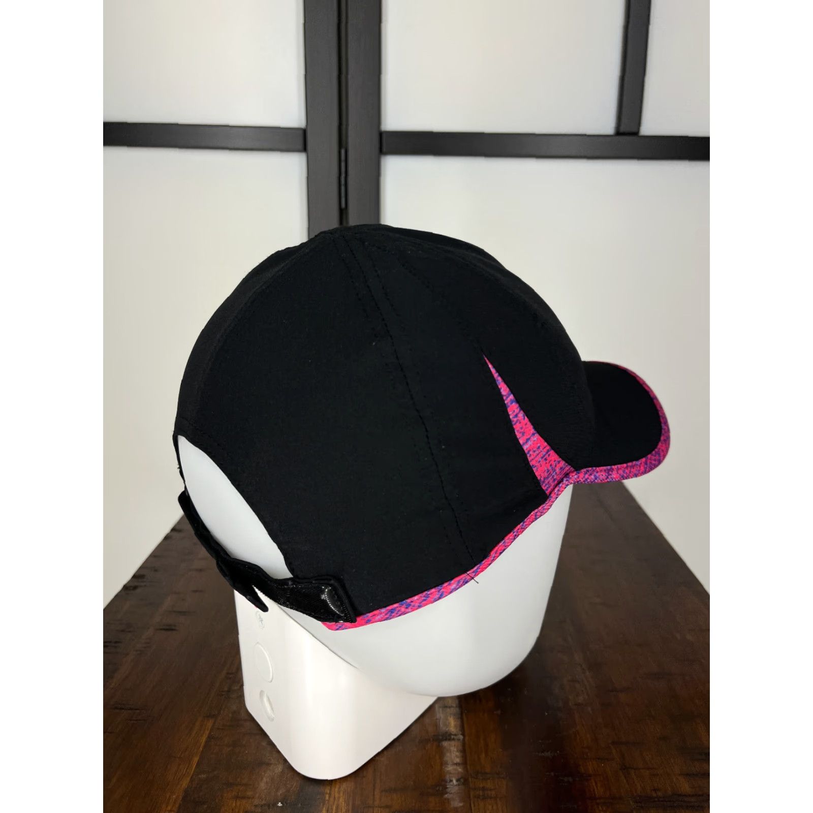 Adidas Hat Cap Strap Back One Size Black Pink Poly Blend Climalite Golf Hat
