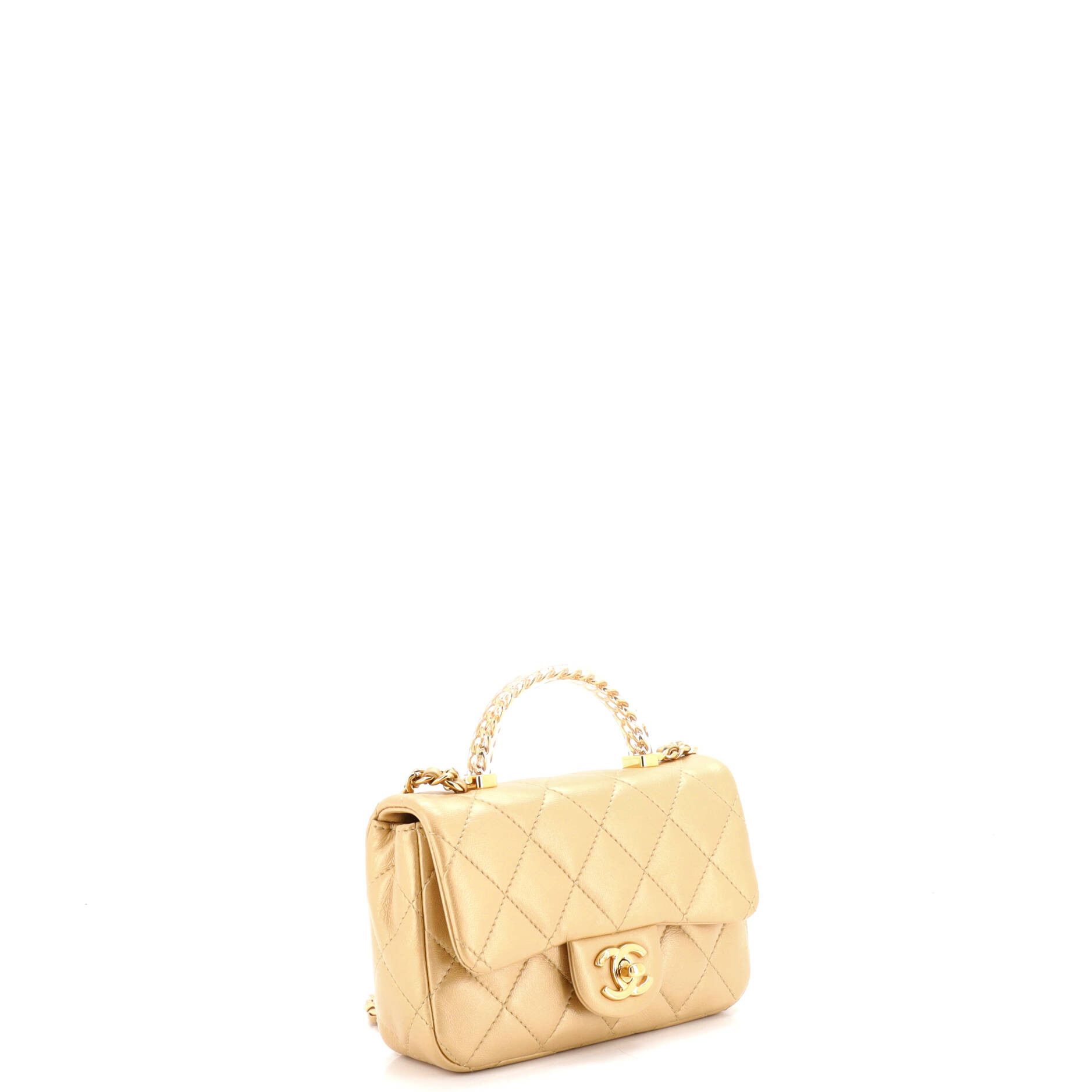 Chanel Resin Chain Top Handle Flap Bag Quilted Lambskin Mini Size ONE SIZE - 1 Thumbnail