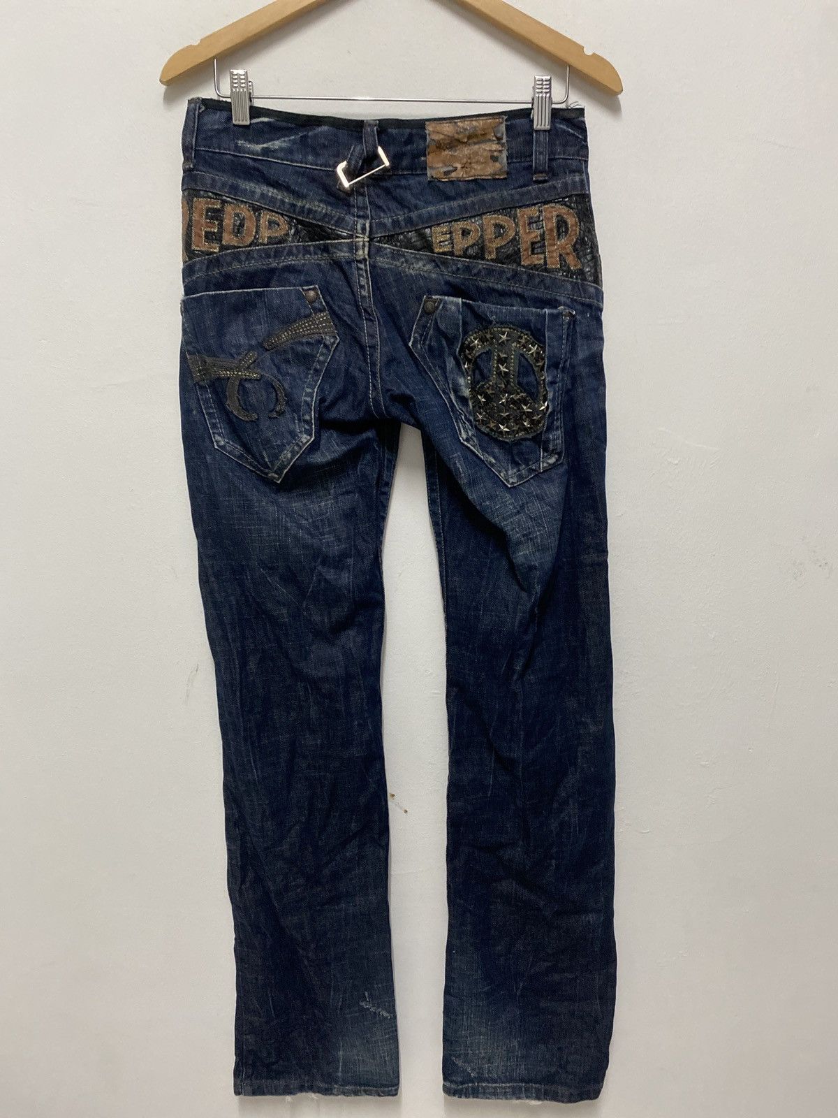 image of 14Th Addiction x Kmrii Snake Skin Red Pepper Jeans Washed Denim Distress, Men's (Size 31)