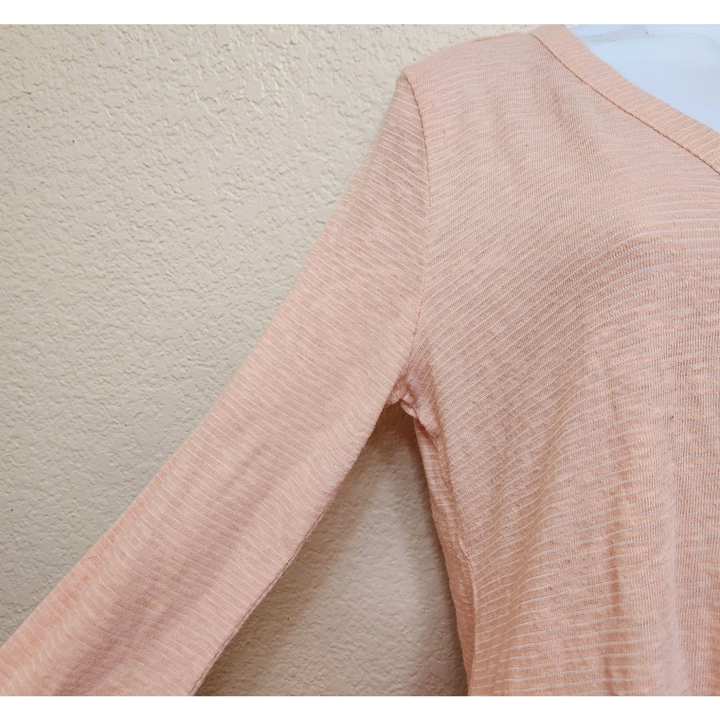 Other Loft Pink Slub Knit Button Up Tie Hem Long Sleeve Top Medium Size M / US 6-8 / IT 42-44 - 2 Thumbnail
