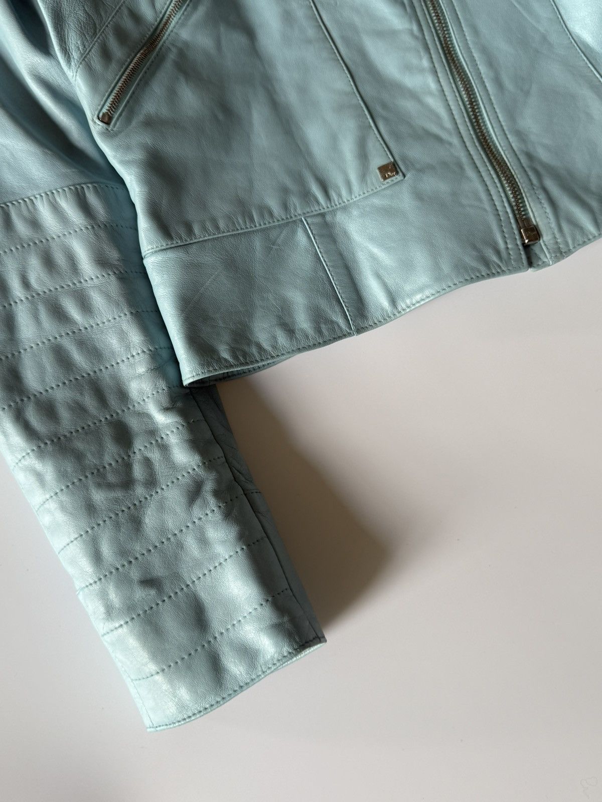 Dior Christian Dior John Galliano S/S2004 Turquoise Biker Jacket Size XS / US 0-2 / IT 36-38 - 7 Thumbnail