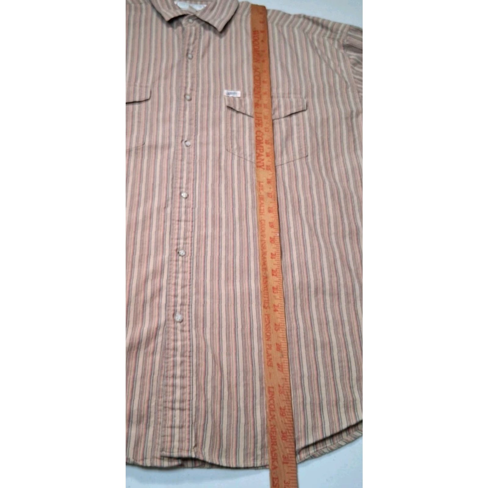 Guess VINTAGE Guess Jeans Shirt Men L Knit Striped Button-Up 1990s Beige Long Sleeve Mens Regular Collar Swing Tests Sample Size US L / EU 52-54 / 3 - 6 Thumbnail