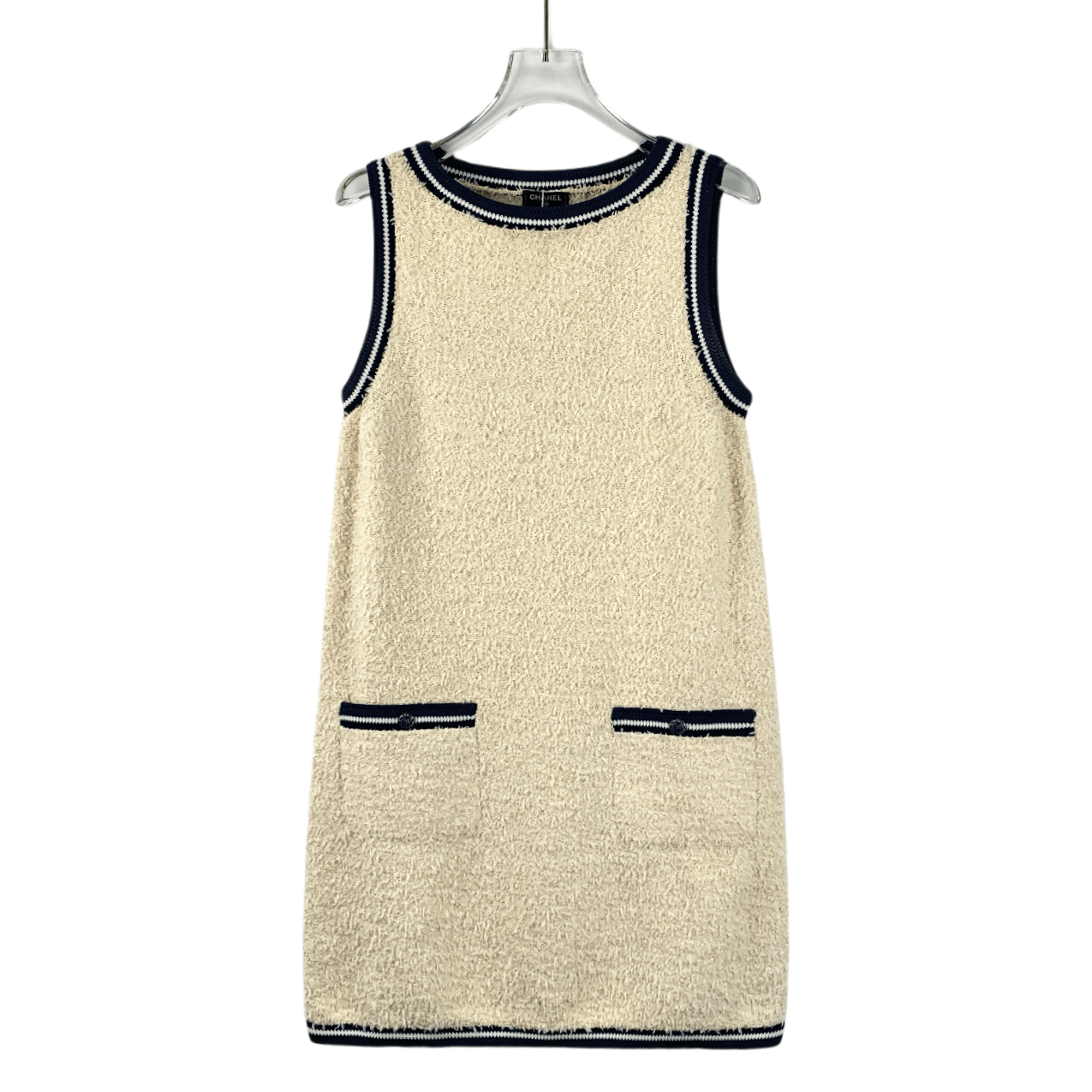Chanel Chanel Beige Striped Cotton Tweed Sleeveless Dress (Size 36) Size XS / US 0-2 / IT 36-38 - 1 Thumbnail